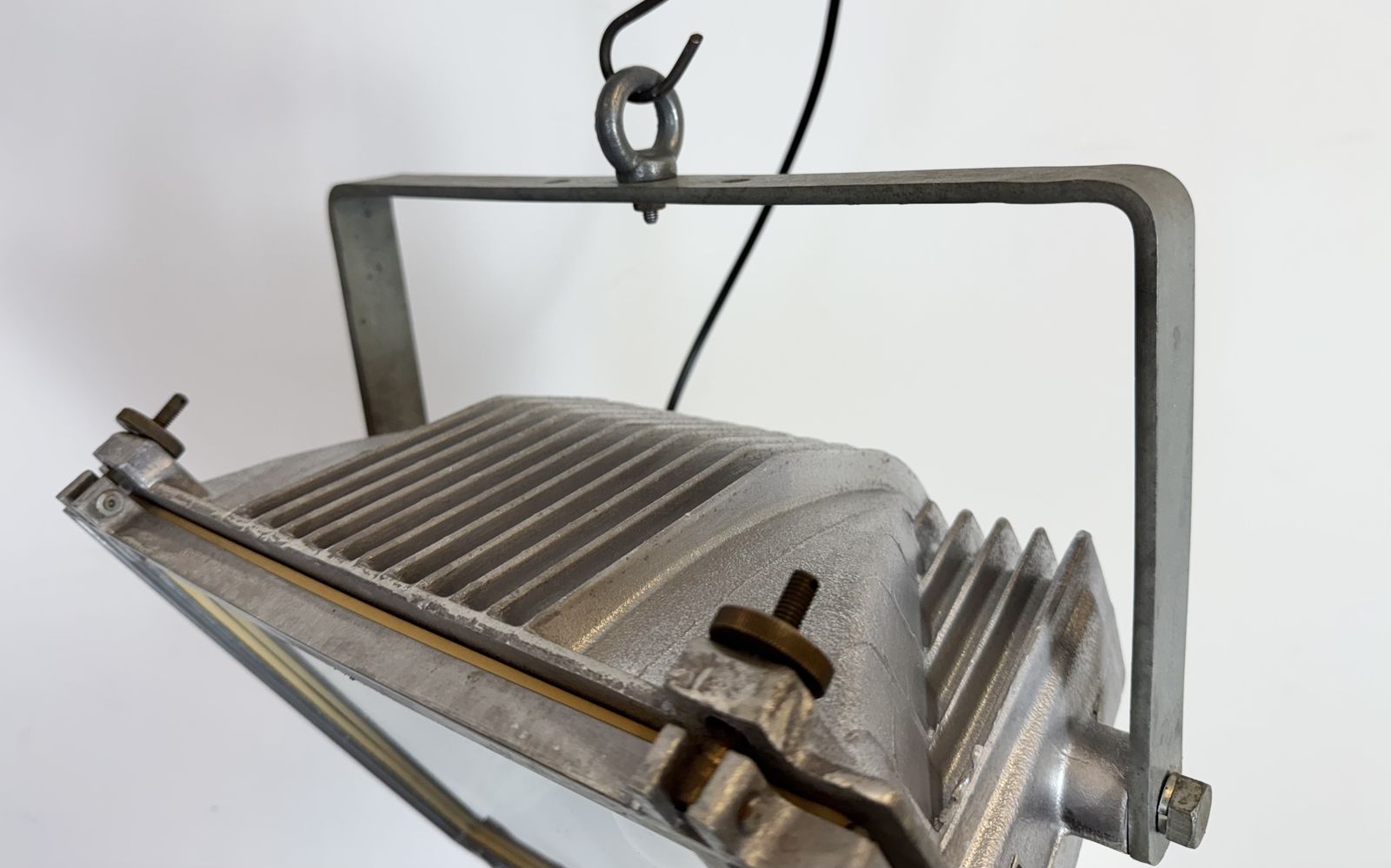 Vintage Grey Theater Spotlight With Glass Cover, 1980s photo Lighting