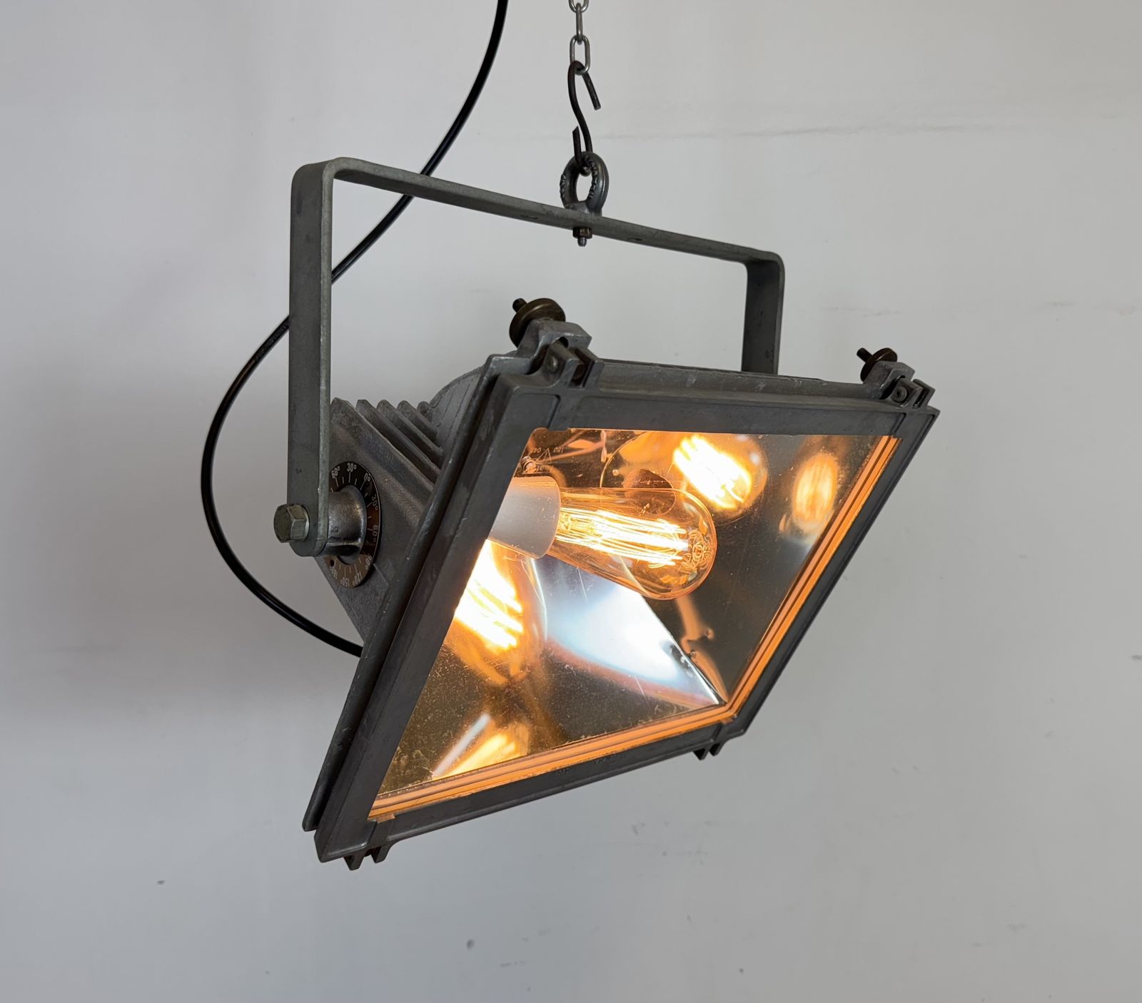 photo buy Vintage Grey Theater Spotlight With Glass Cover, 1980s