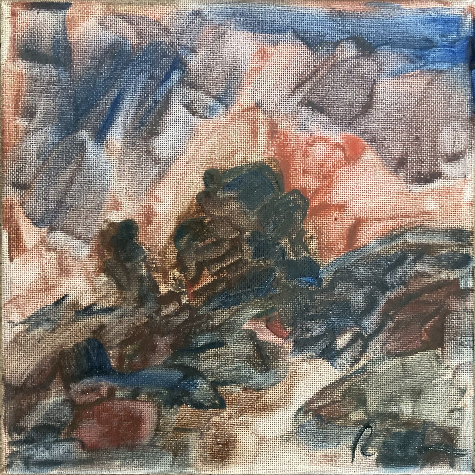 Original Oil Painting Dusk Landscape Abstract Signed Roth 8 X 8 Inches Art Gift photo for sale