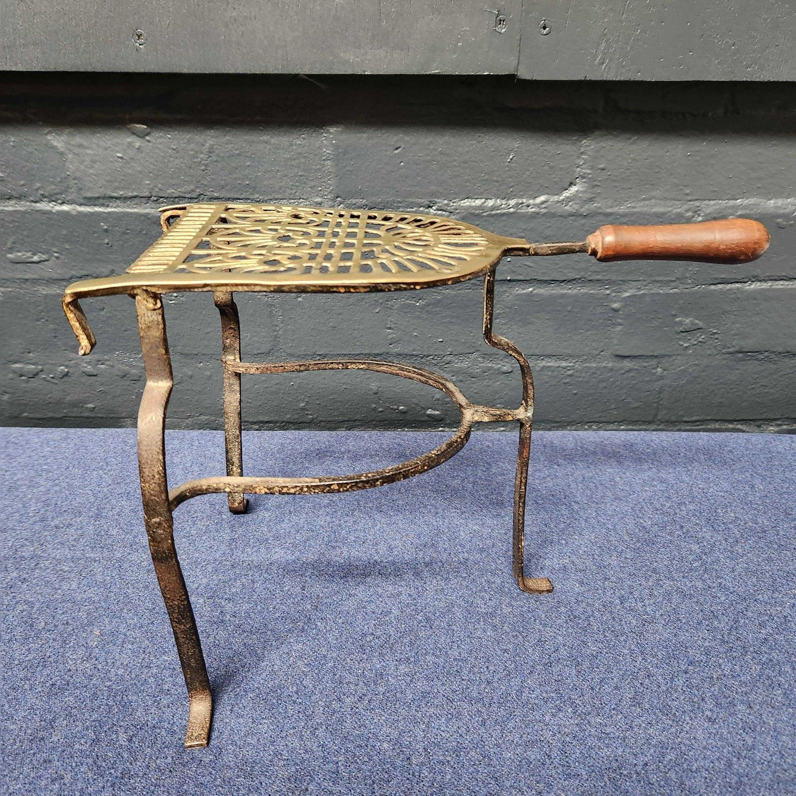 Brass And Iron Fireplace Footman/Trivet Circa 19thc photo 75.0
