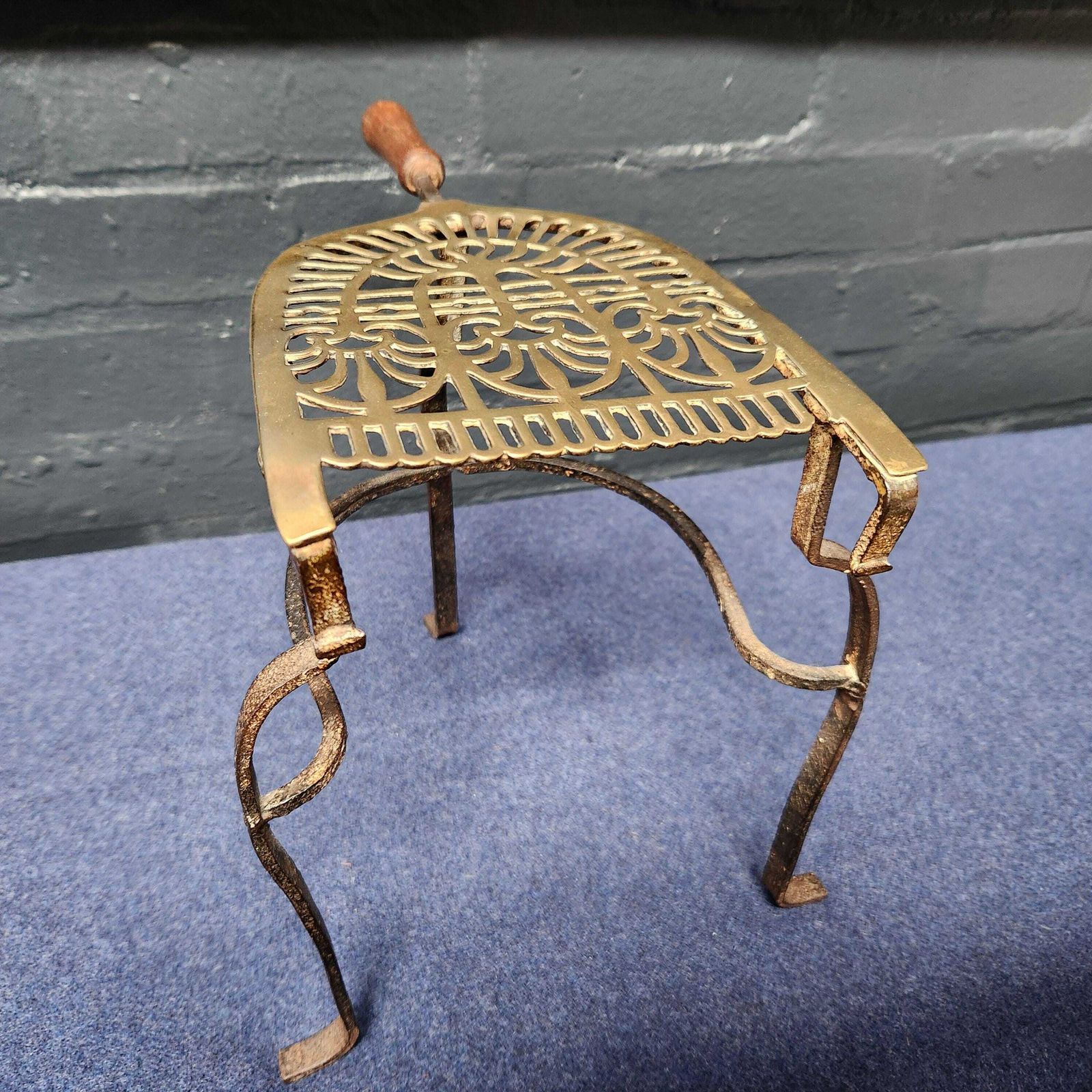 photo for sale Brass And Iron Fireplace Footman/Trivet Circa 19thc