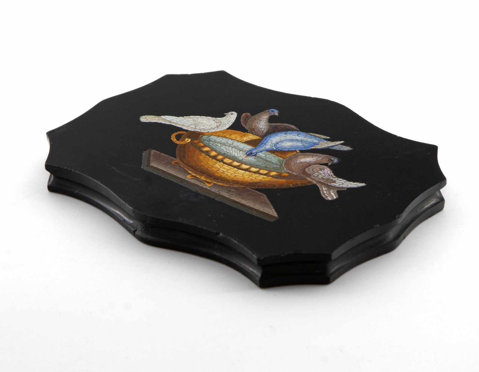 19th Century Italian Micro Mosaic Grand Tour Paperweight The Doves Of Pliny photo for sale