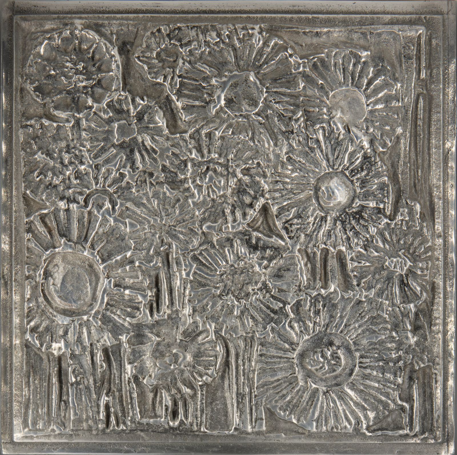Set Of Ten Forms & Surfaces Abstract Cast Aluminium Plaques United States 1970's photo vinterior