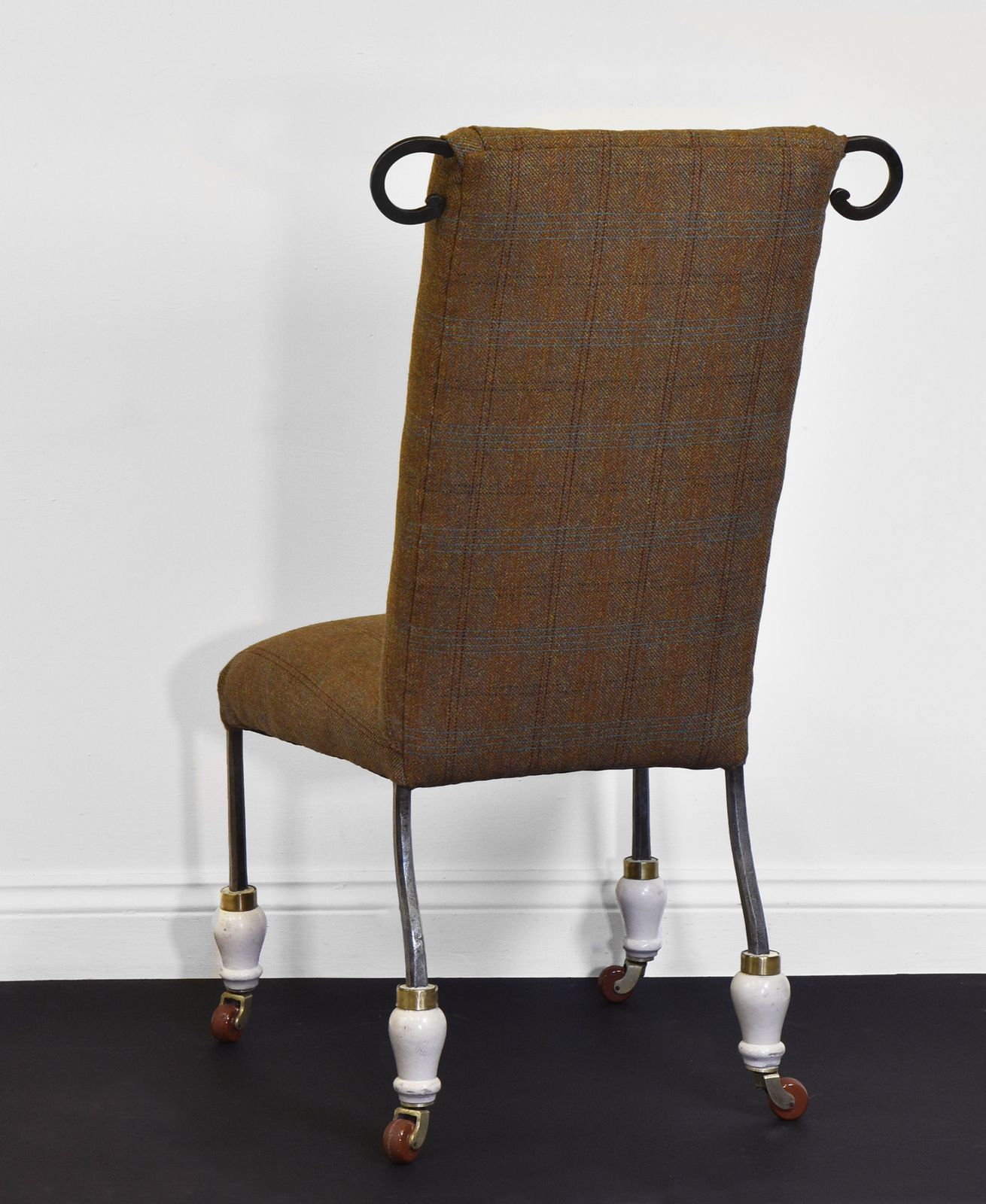 Unusual 19th Century Steel & Tweed Side Chair photo Furniture