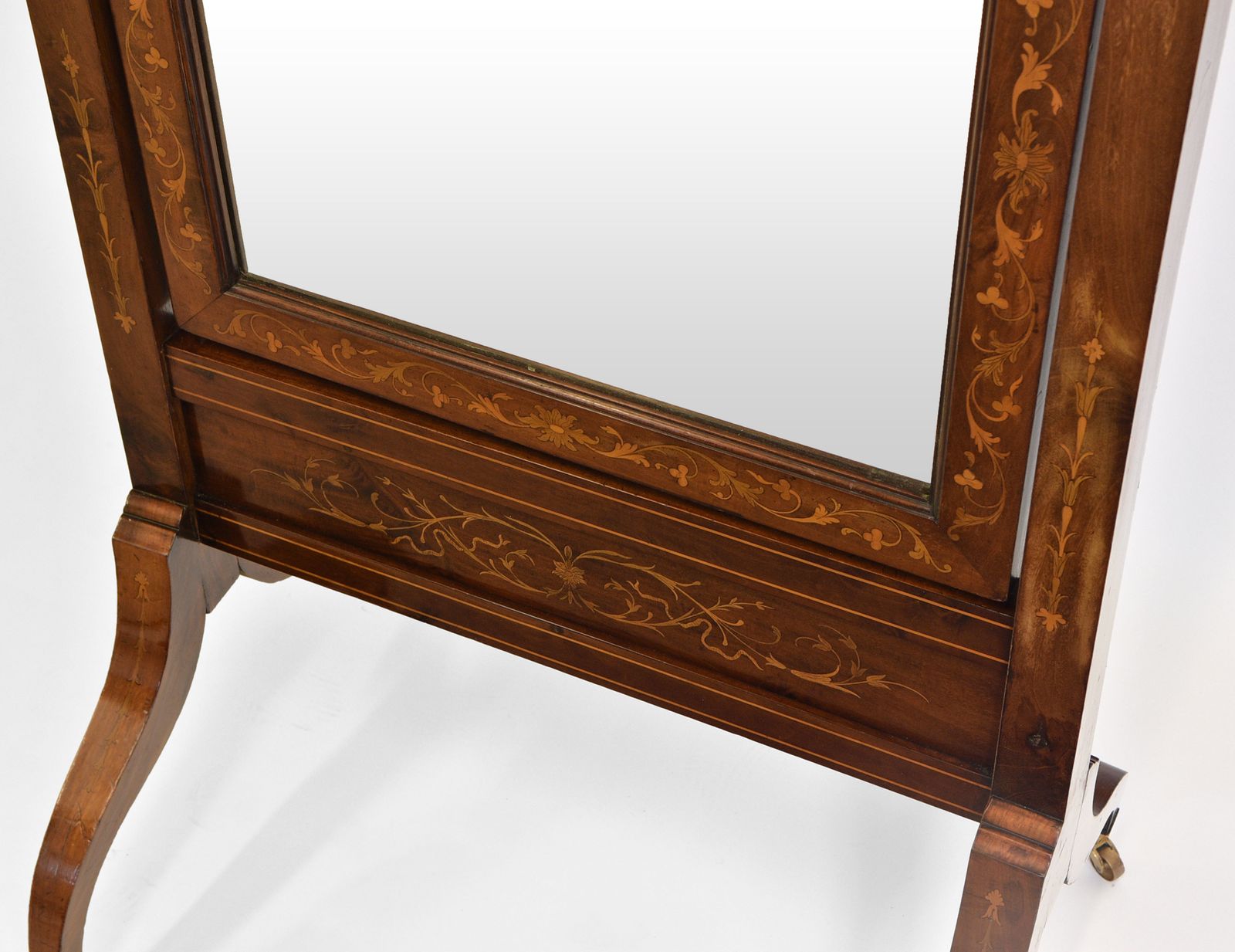 Antique Sheraton Revival Inlaid Cheval Floor Mirror Circa 1900 photo buy