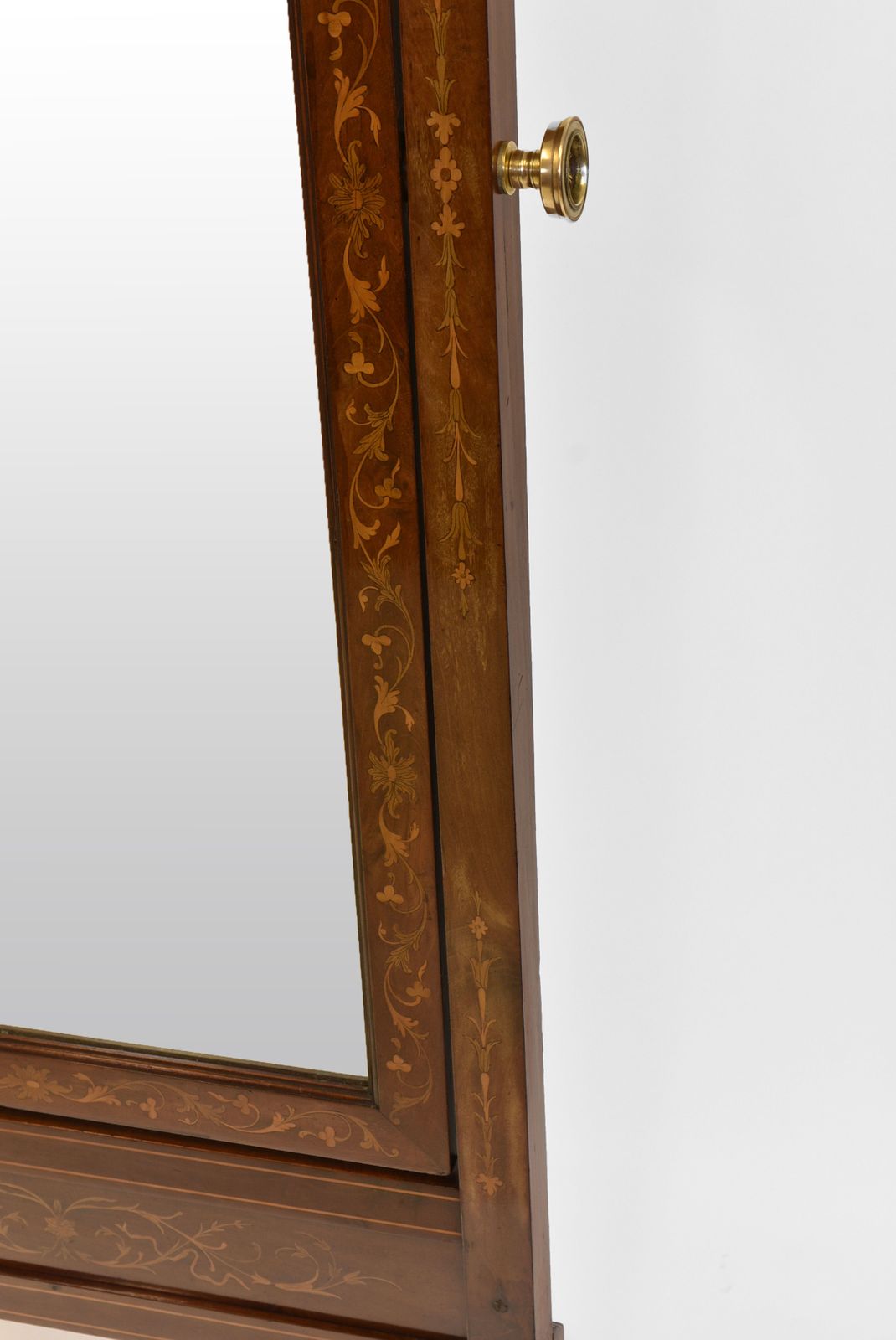 photo for sale Antique Sheraton Revival Inlaid Cheval Floor Mirror Circa 1900