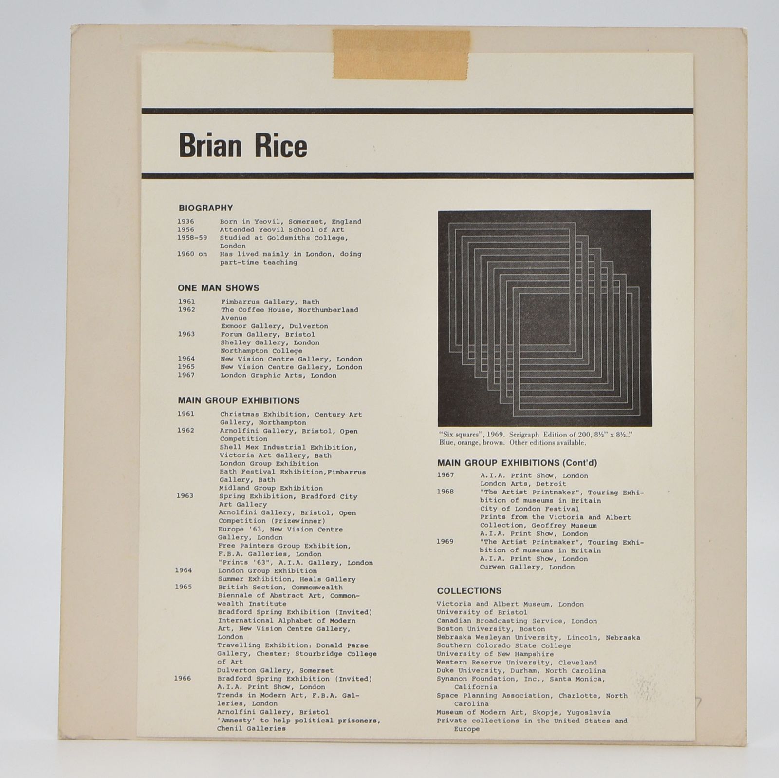 C1969 Brian Rice Signed Pop Art Screen Print Geometric 'Radio' photo buy