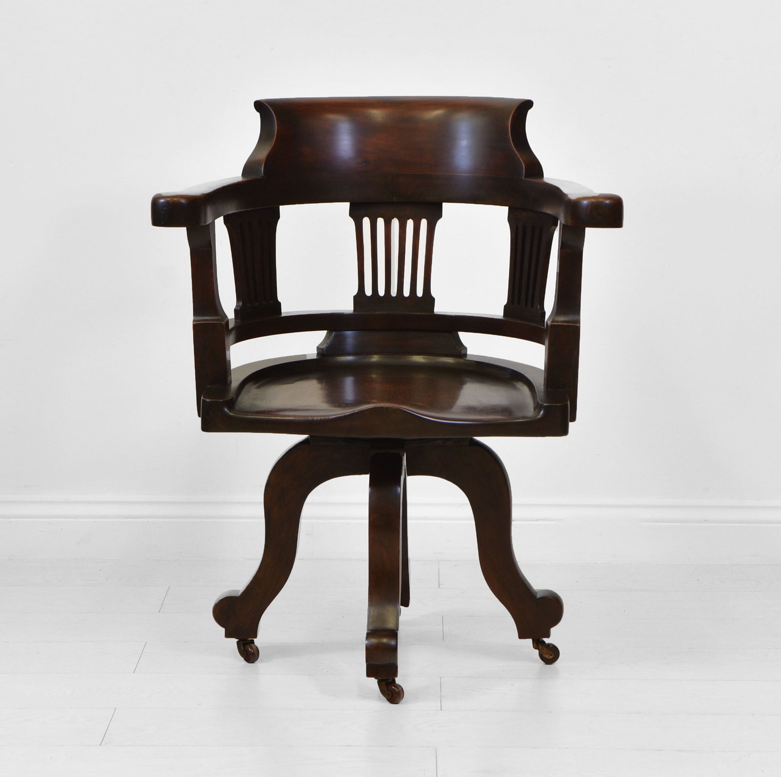 Victorian Mahogany Swivel Office Desk Chair Circa 1880