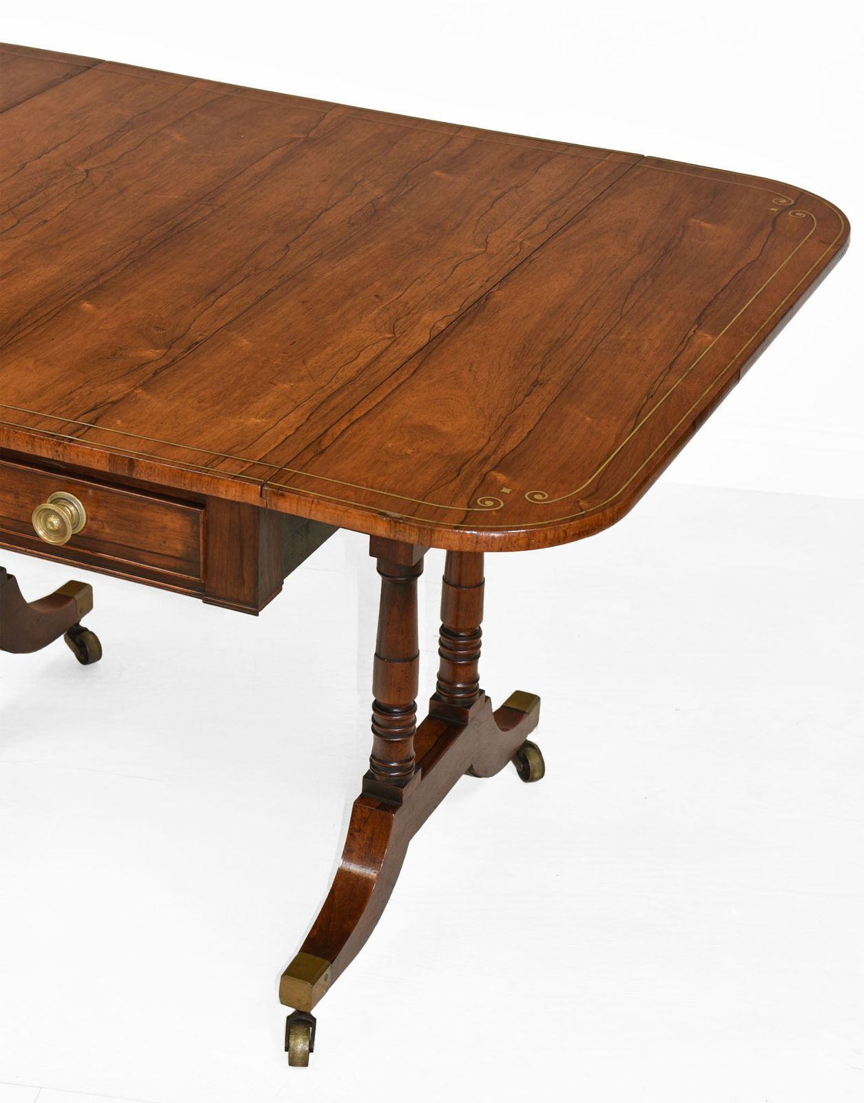 Regency Rosewood & Brass Inlaid Sofa Table Antique Circa 1820 photo Furniture