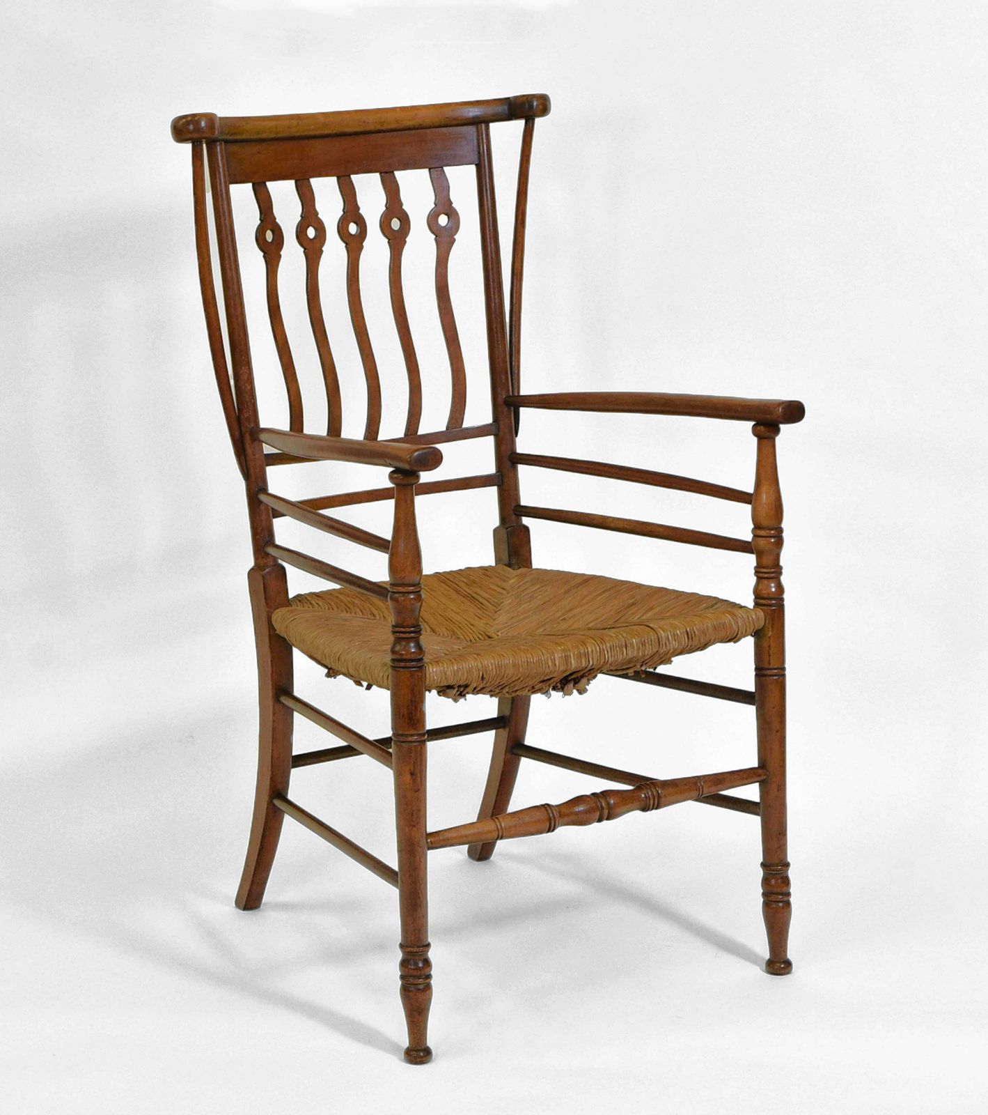 Arts & Crafts “Quaint” Rush Seated Armchair photo furniture
