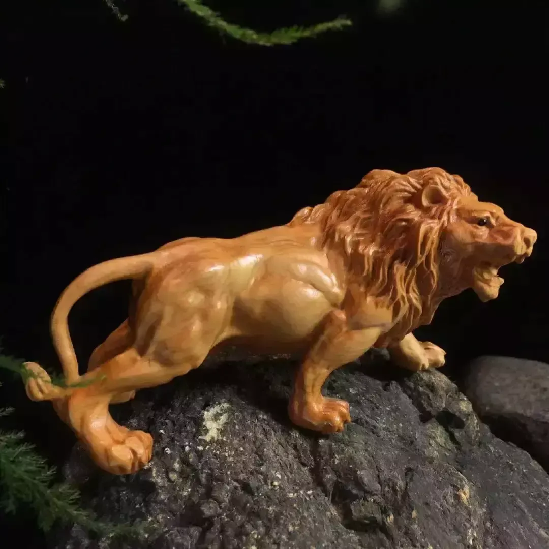 Hand Carved Wooden Lion Sculpture