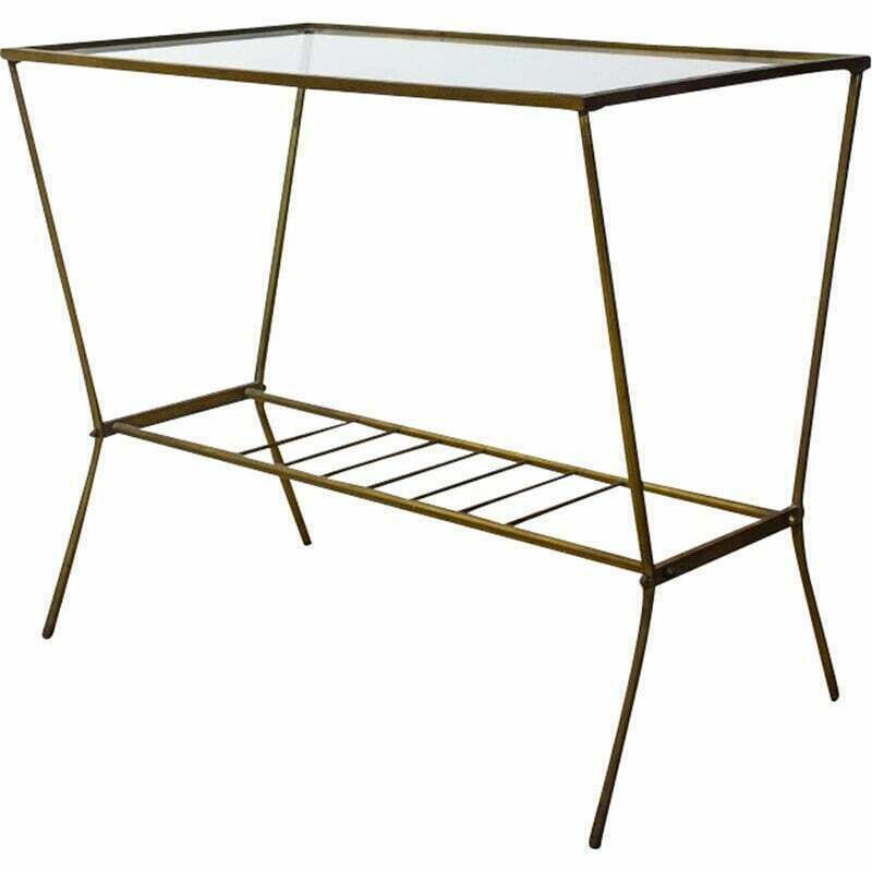 Vintage Brass And Glass Side Table, 1960s