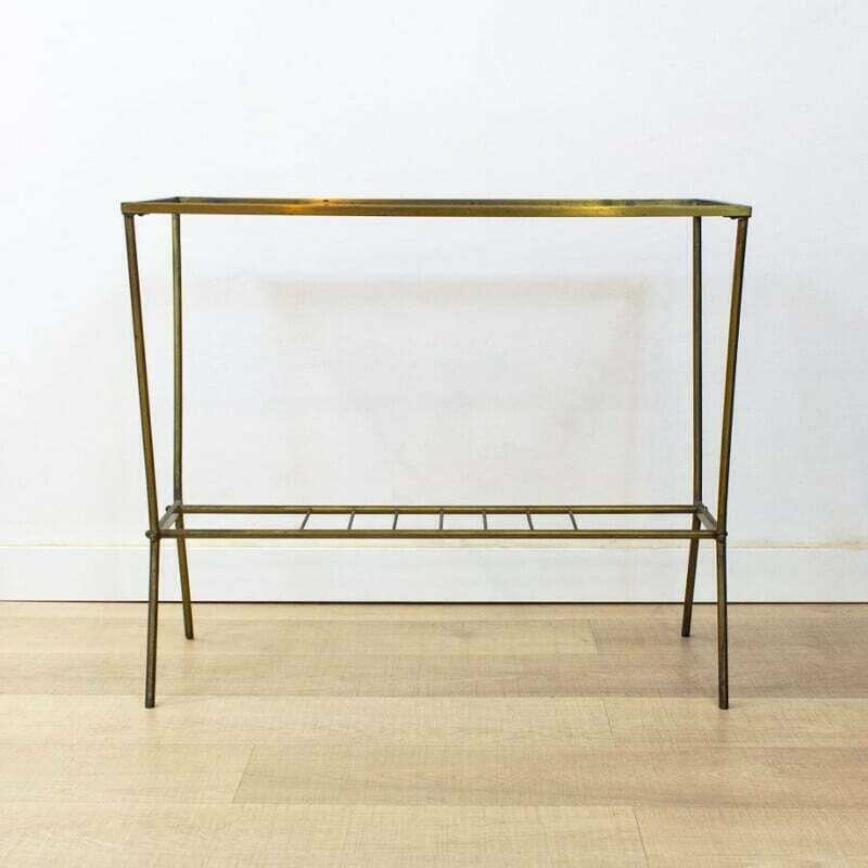 Vintage Brass And Glass Side Table, 1960s photo Furniture