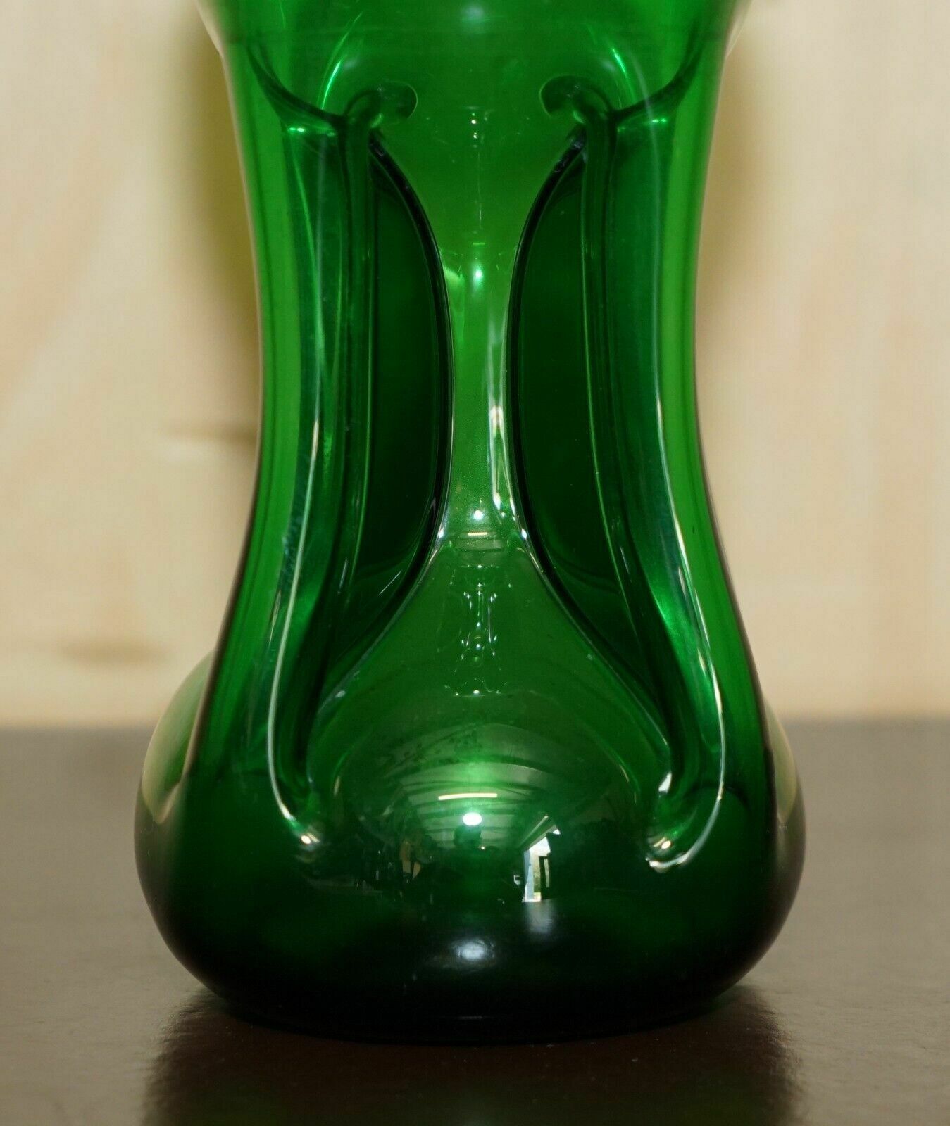 1896 Gibson  & Lawrence Antique Green Wine Port Decanter Sterling Silver Collar photo vinterior
