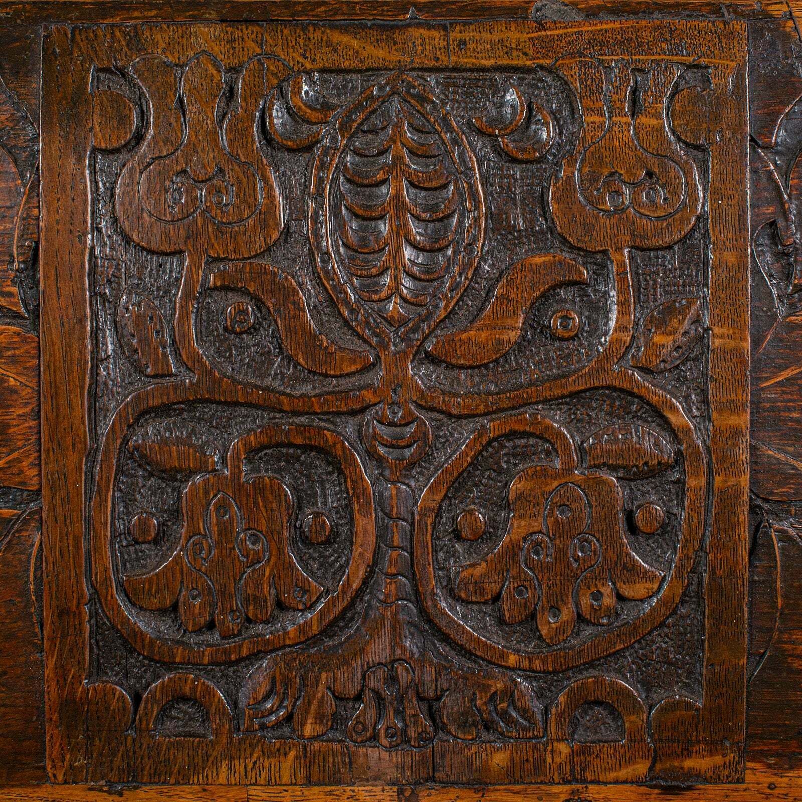 photo furniture Antique Verger's Bible Box, English, Oak, Carved, Ecclesiastical, William III