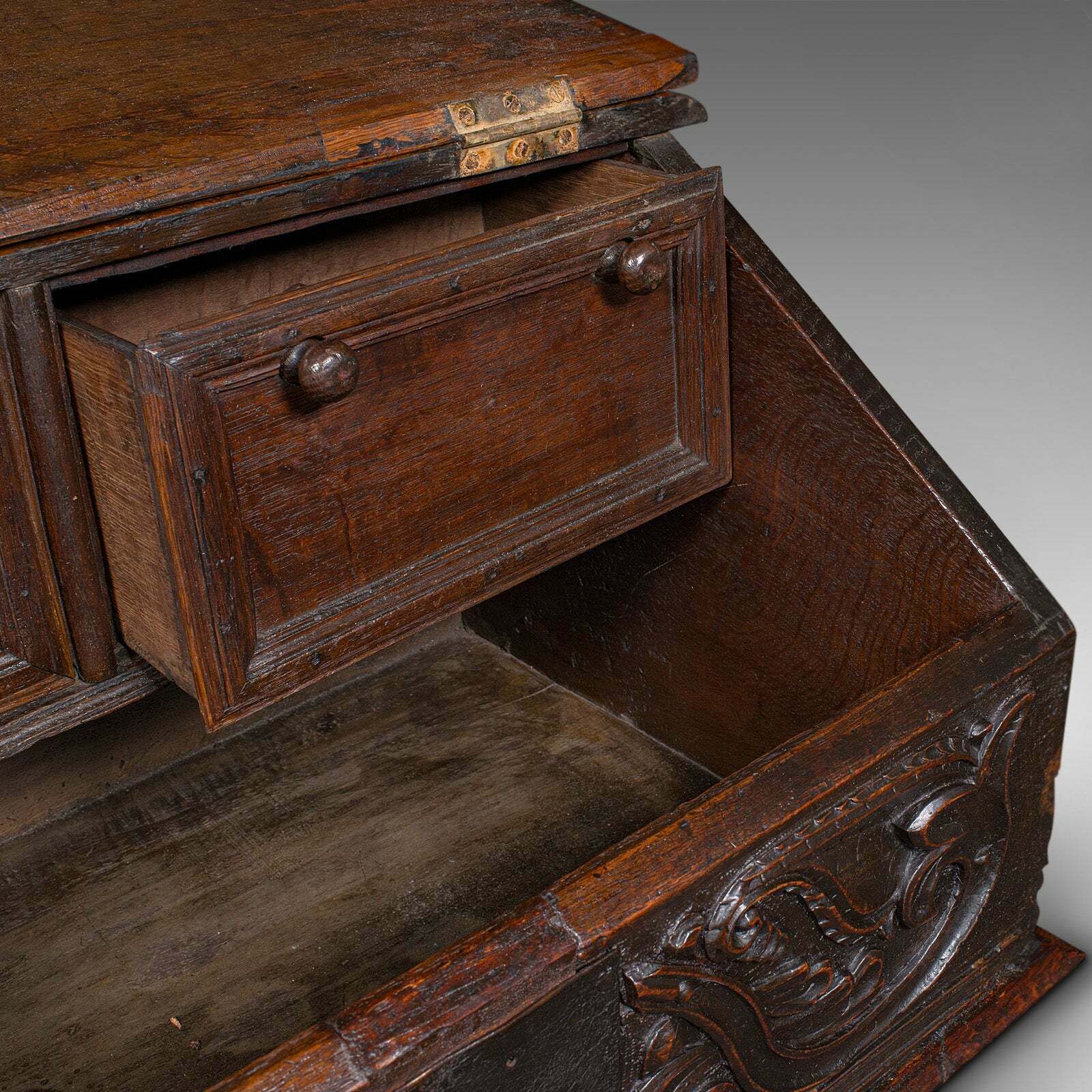 Home Decor Antique Verger's Bible Box, English, Oak, Carved, Ecclesiastical, William III photo