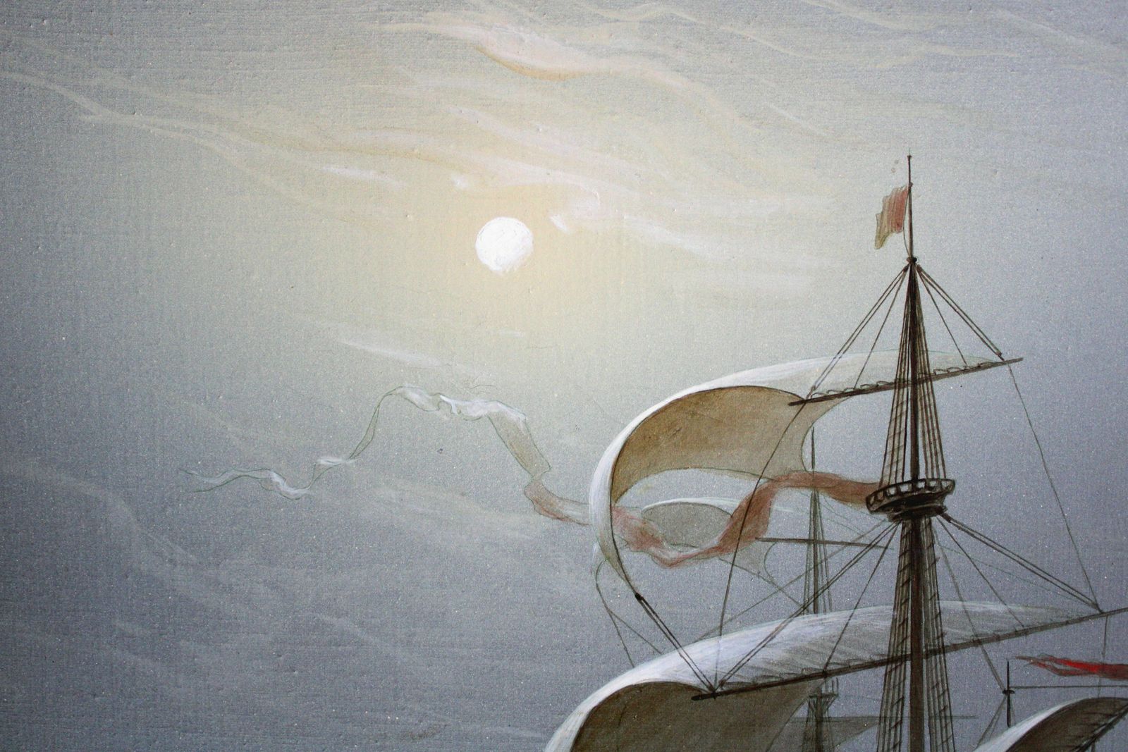 Vasily Hvatov (1947   2020). Sailboat At Full Moon. Oil On Canvas, 60x70 Cm photo furniture