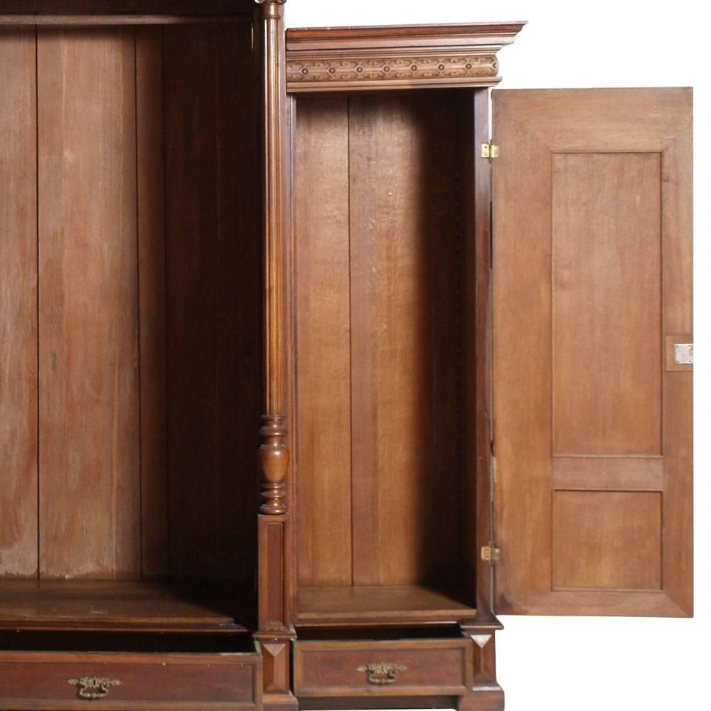 Italian Last 19th Century Neoclassic Wardrobe Cupboard In Carved Walnut photo vinterior