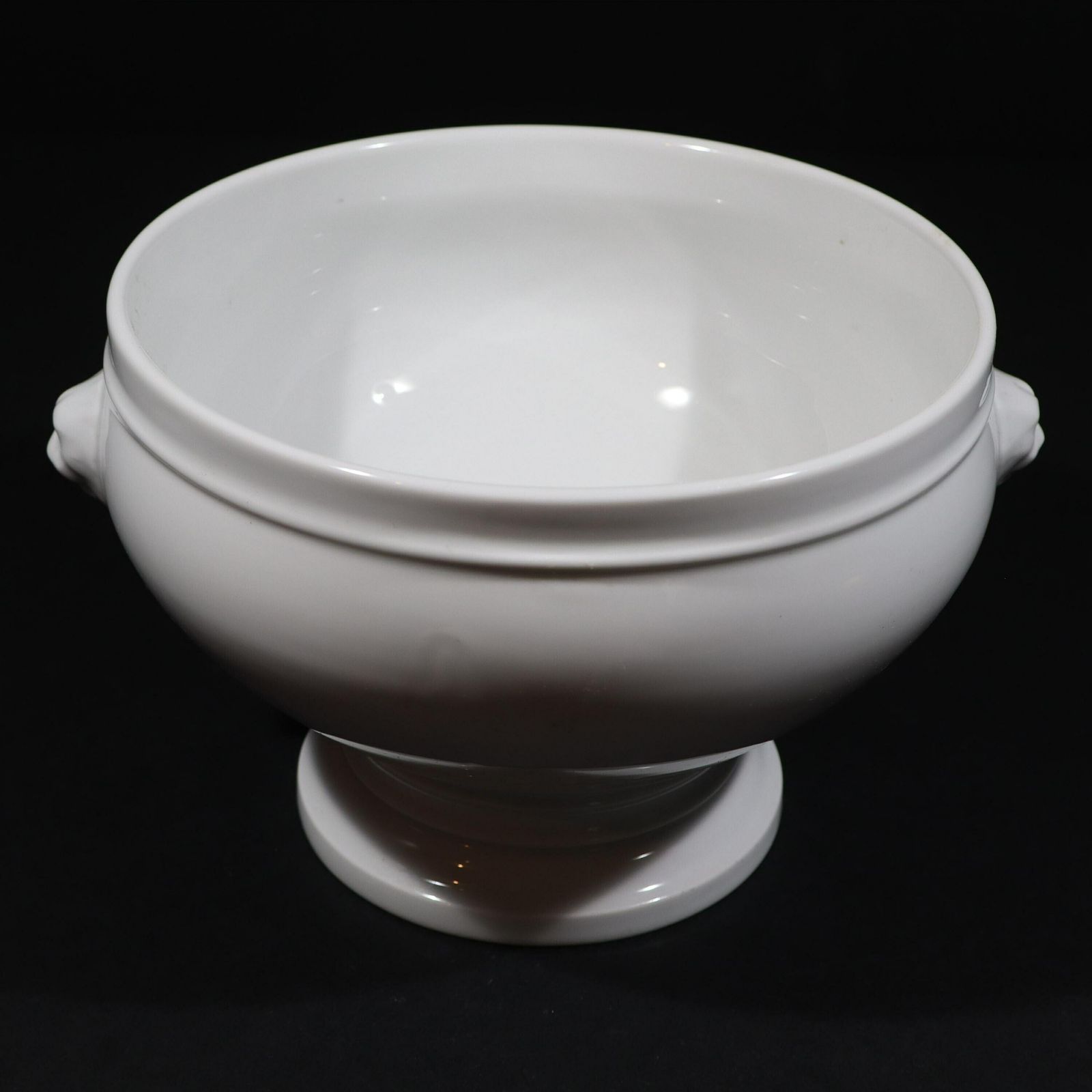 Vintage Pillivuyt Lion Head Soup Tureen, White Porcelain Pedestal Soup Dish, French Bistro photo Home Decor