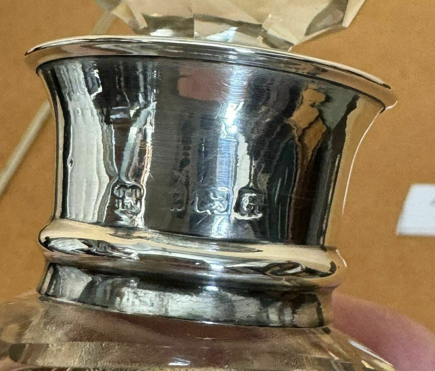 Home Decor Fine 1906 Antique Edwardian Whisky Spirit Decanter With Sterling Silver Collar photo