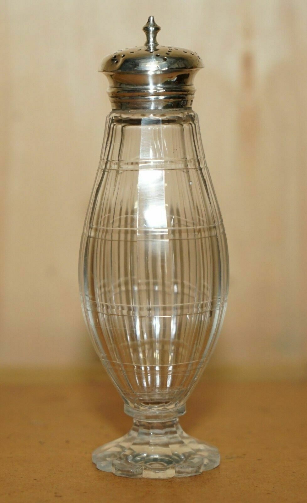 Antique 1844 William Moulson Cut Glass Sterling Sivler Sugar Shaker Must See!