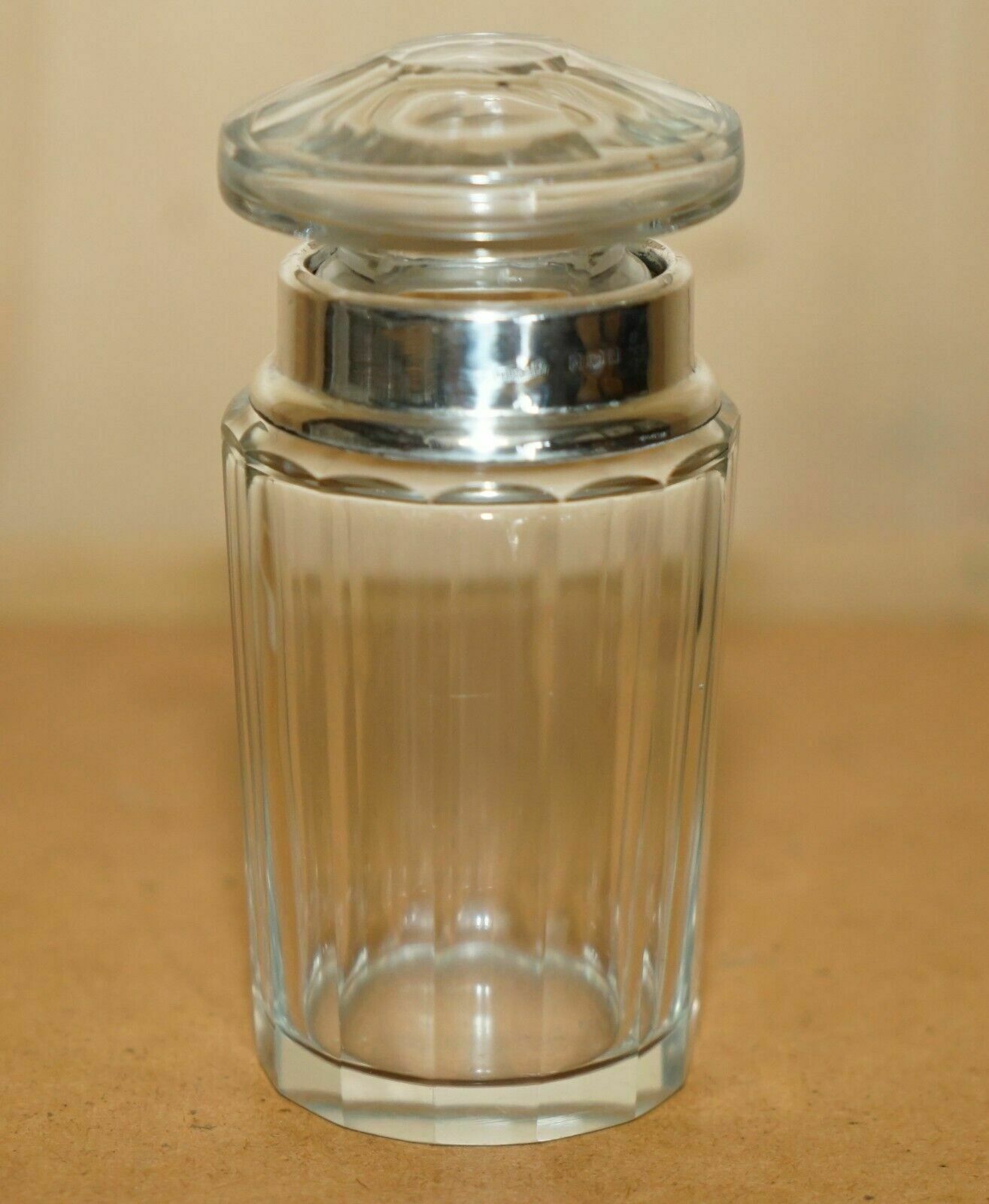Antique Sterling Silver & Cut Glass Crystal Henry Perkins & Sons Trinket Jar photo Home Decor