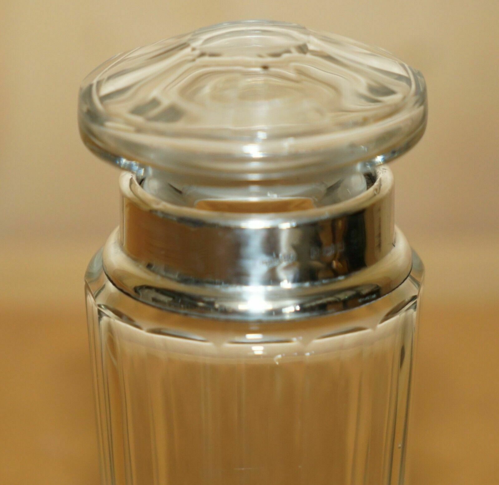 Antique Sterling Silver & Cut Glass Crystal Henry Perkins & Sons Trinket Jar photo 150.0