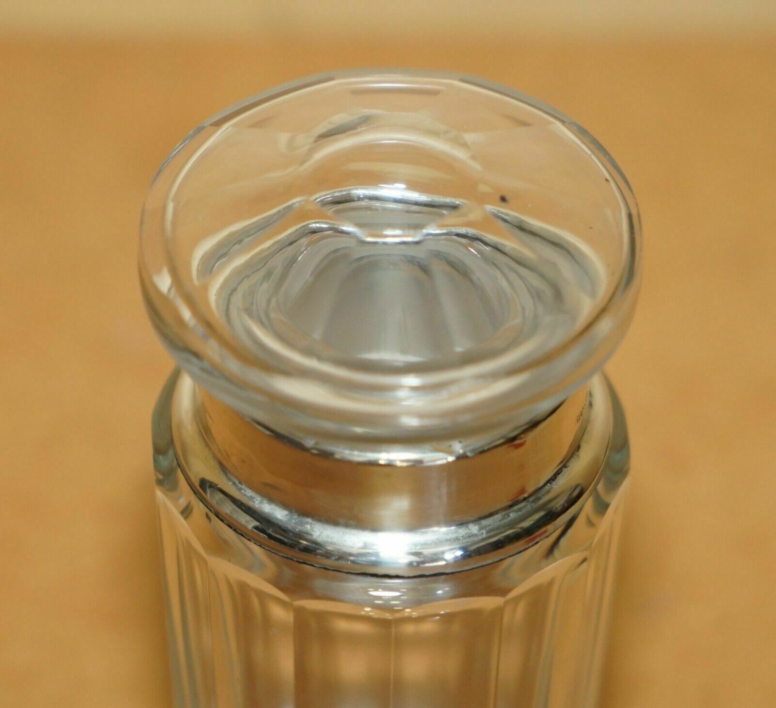 Antique Sterling Silver & Cut Glass Crystal Henry Perkins & Sons Trinket Jar photo vintage