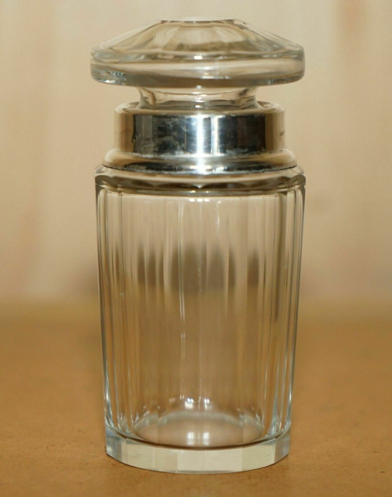 photo furniture Antique Sterling Silver & Cut Glass Crystal Henry Perkins & Sons Trinket Jar