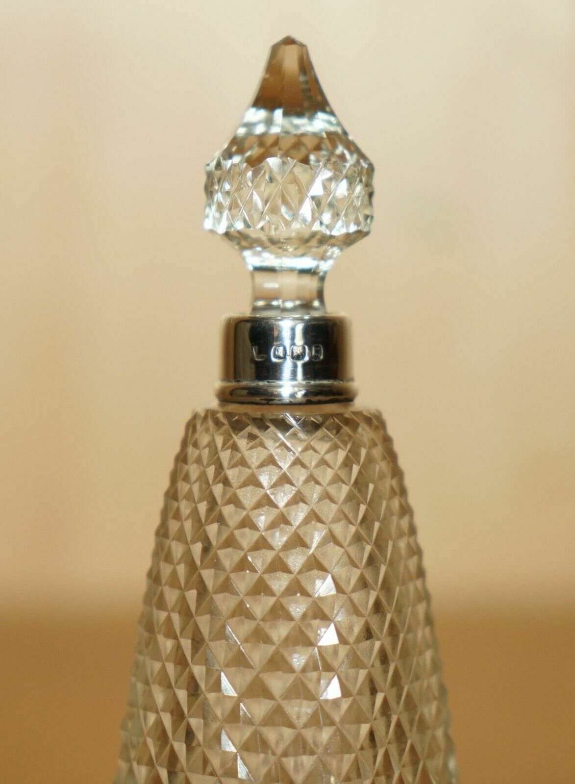 Antique Sterling Silver Perfume Bottle In Cut Glass Crystal Lovely Craftsmanship photo for sale