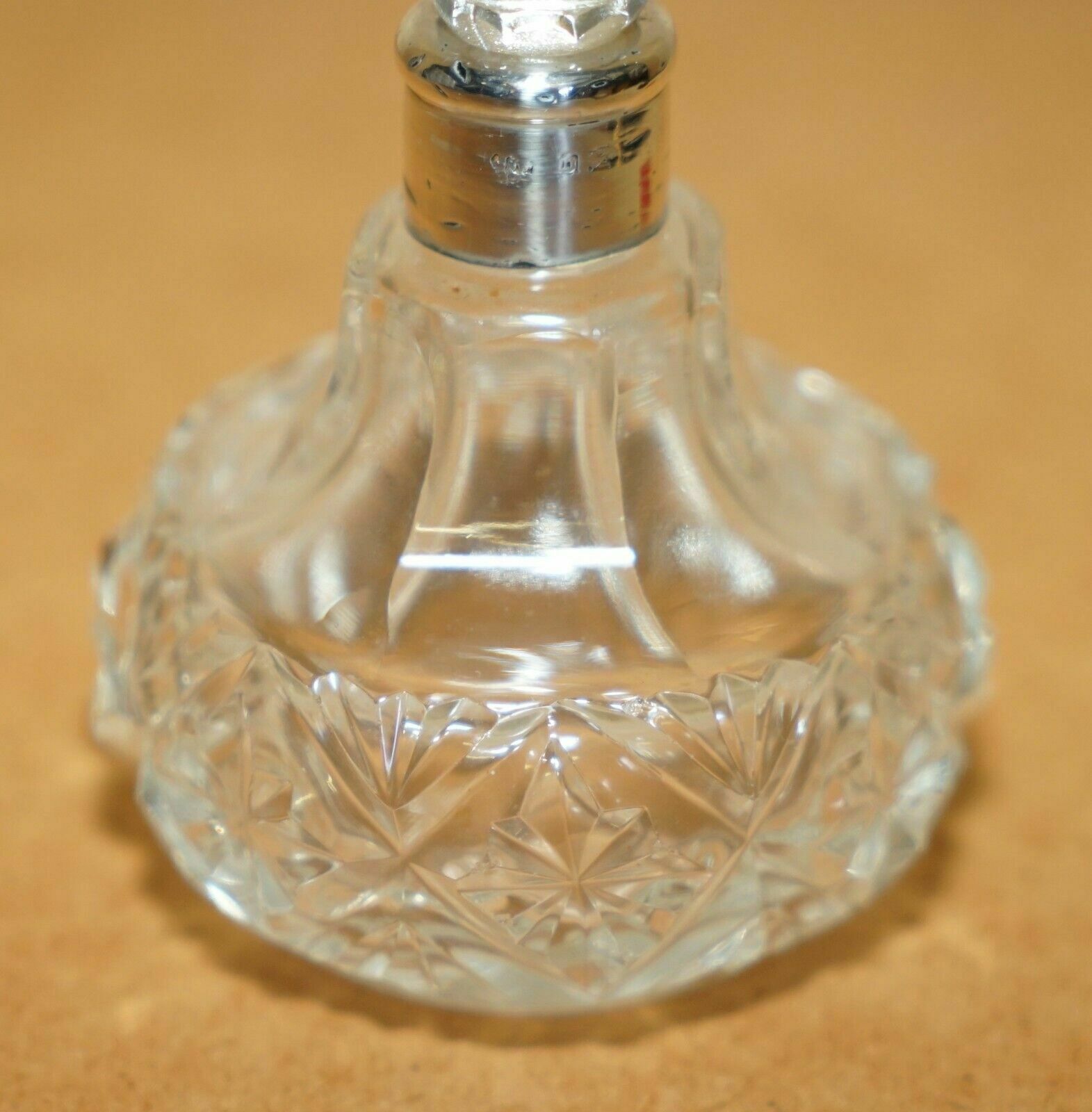 Fine 1929 Art Deco Antique Sterling Silver Perfume Bottle In Cut Glass Crystal photo Home Decor