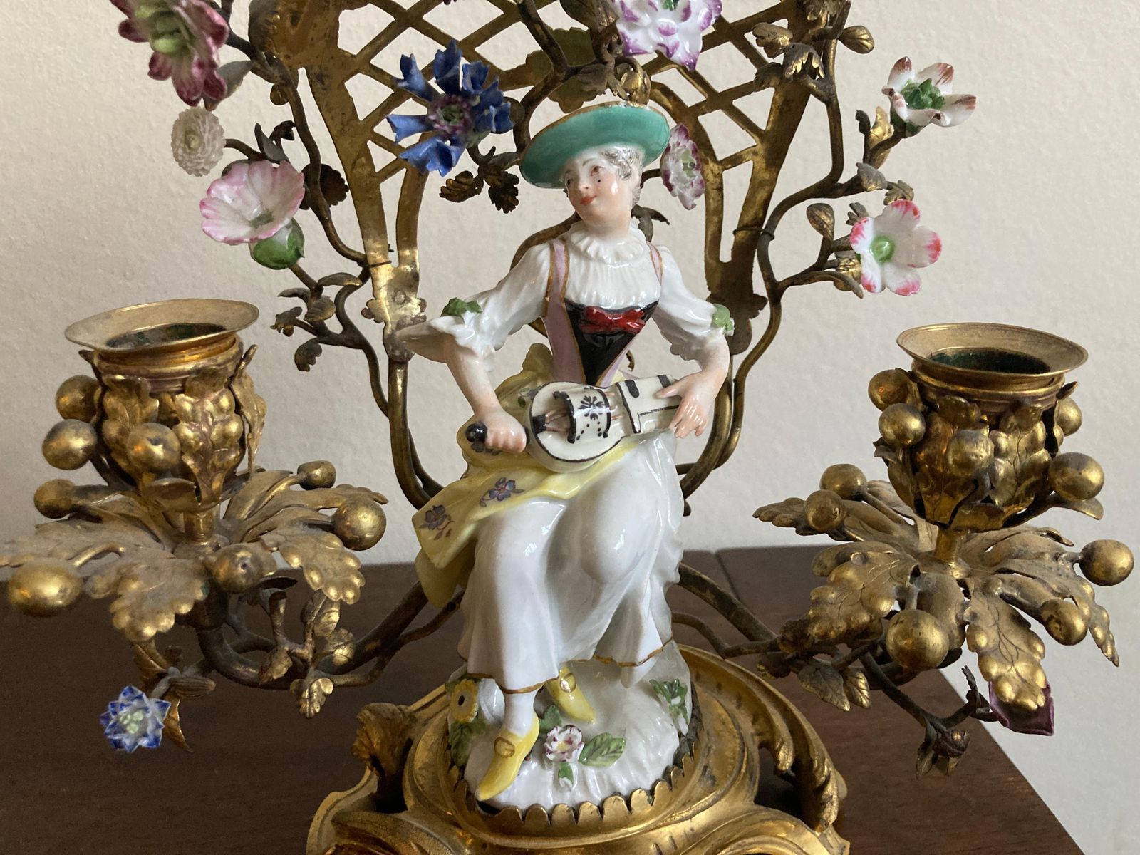 Meissen Pair Of Musicians Seated In Ormolu Candelabra photo Home Decor