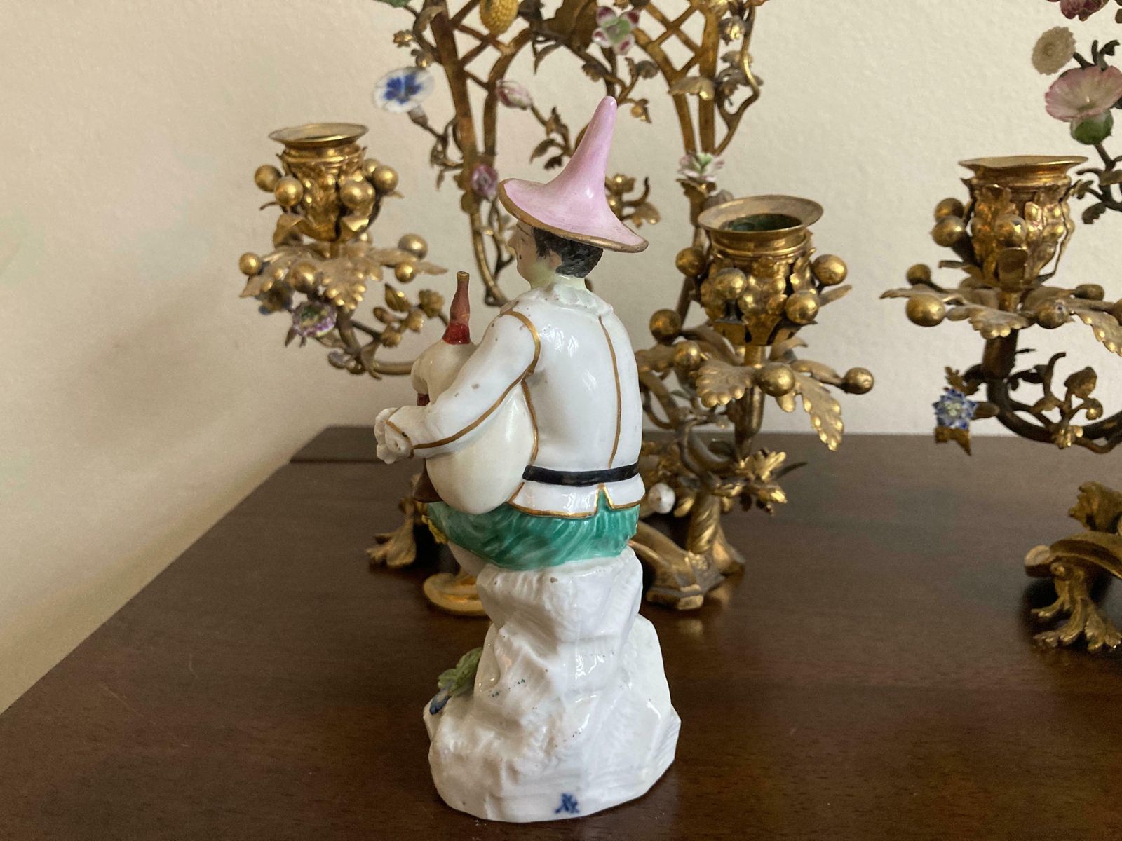 Home Decor Meissen Pair Of Musicians Seated In Ormolu Candelabra photo