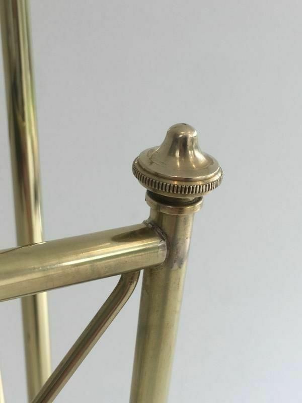 Neoclassical Style Brass Magazine Rack With Glass Shelf By Maison Jansen photo buy