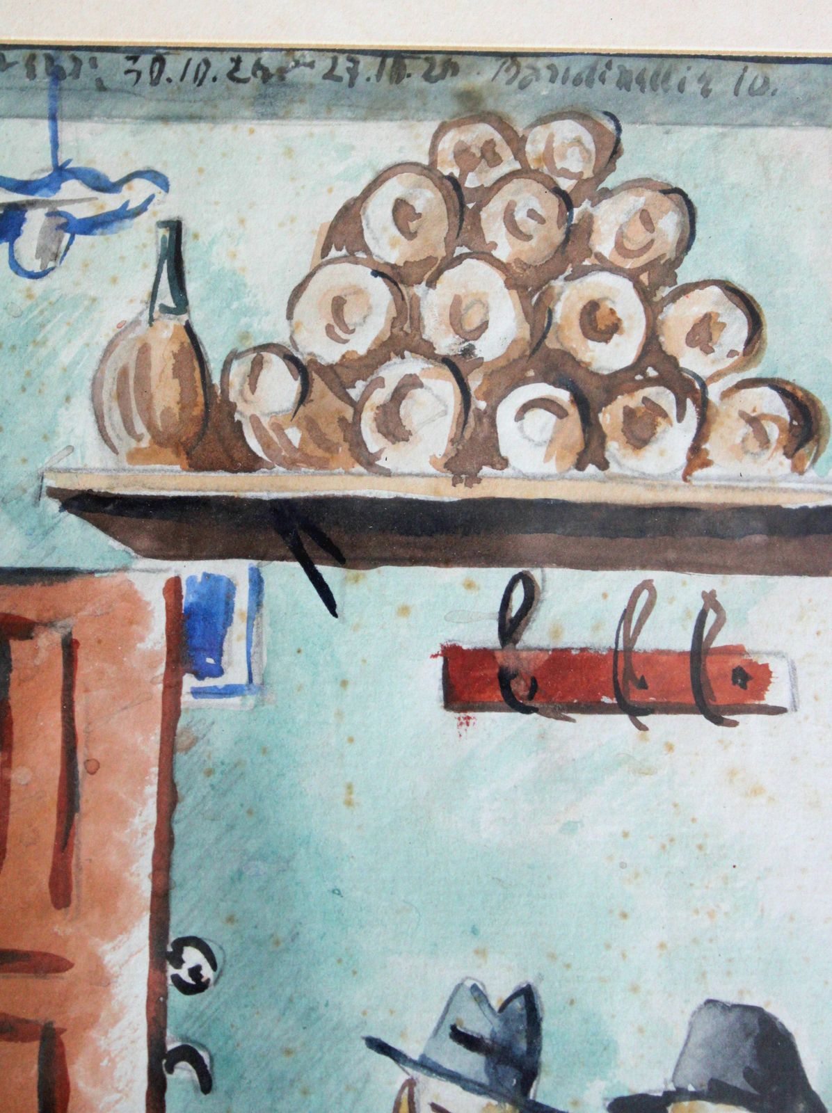 Niklavs Strunke (1894   1966, Latvian, Polish, Italian).  At Cafe. Mixed Media On Paper, 18. 5 X 14 Cm photo furniture