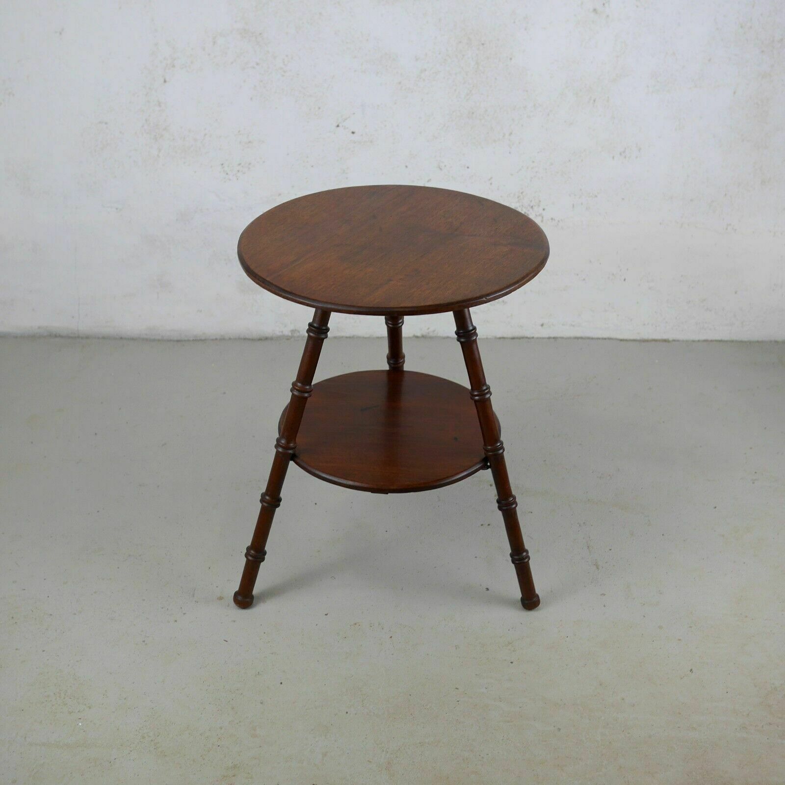Antique Aesthetic Movement Faux Bamboo Mahogany Tripod Side Lamp Table #102703 photo Furniture