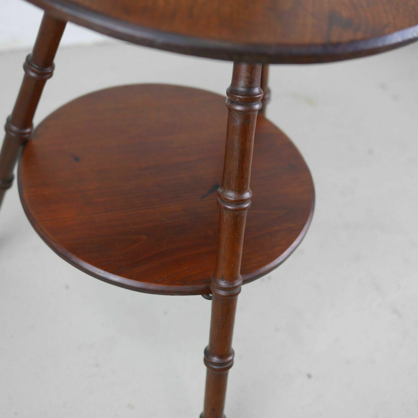 Antique Aesthetic Movement Faux Bamboo Mahogany Tripod Side Lamp Table #102703 photo buy