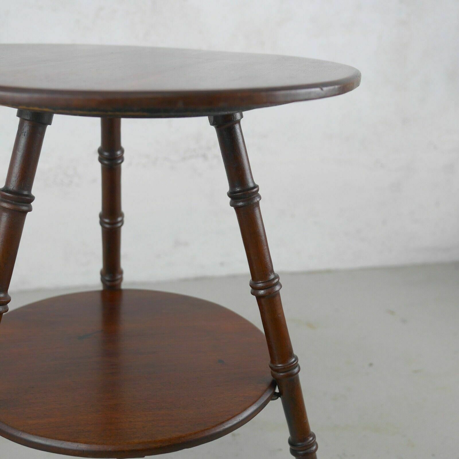 photo for sale Antique Aesthetic Movement Faux Bamboo Mahogany Tripod Side Lamp Table #102703