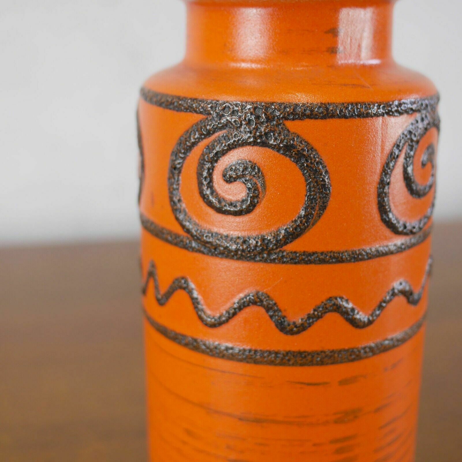 photo furniture Large Mid Century Fat Lava Orange Vase West Germany Scheurich #102691