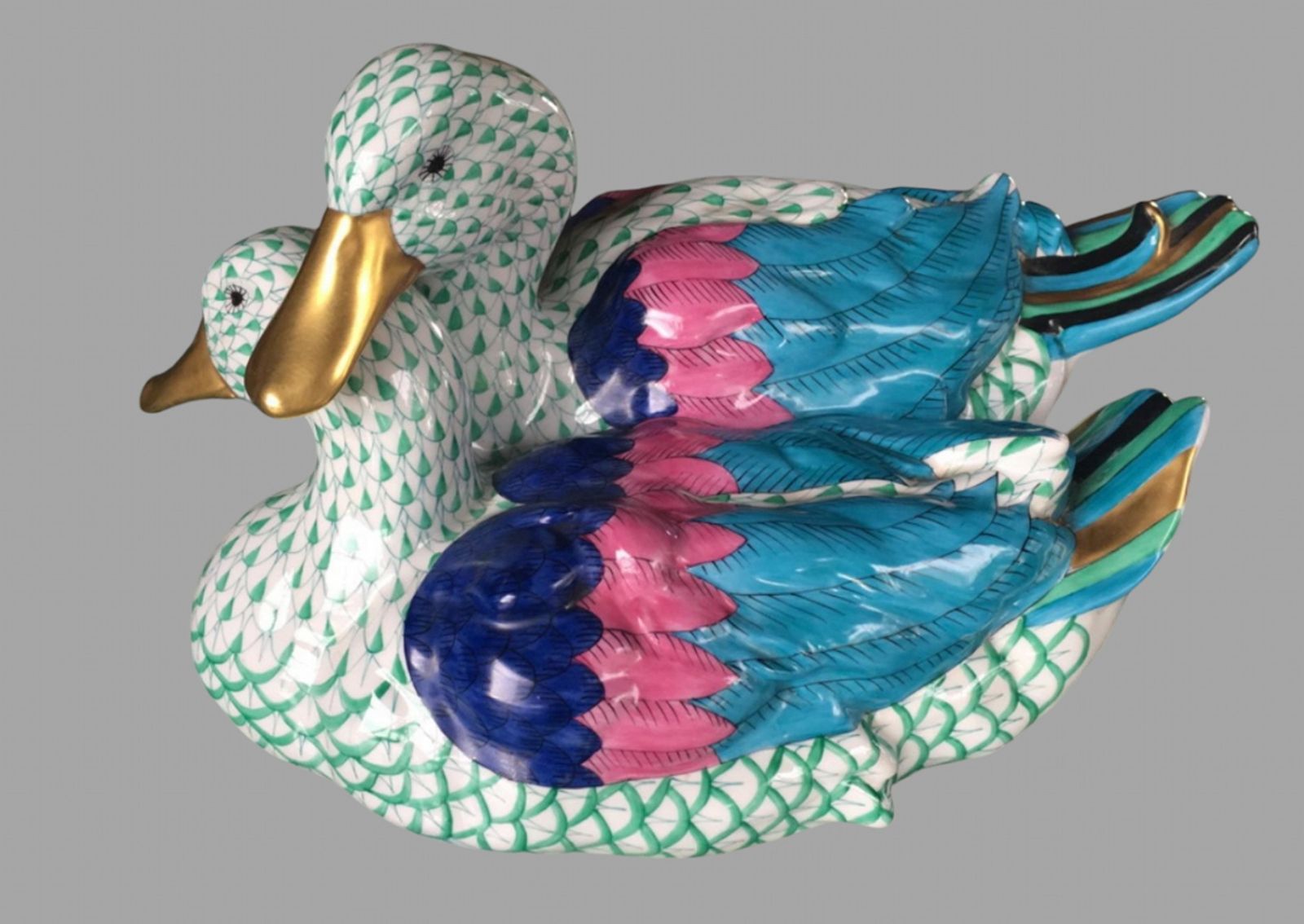 A Large Pair Of Hungarian Porcelain Herend Ducks