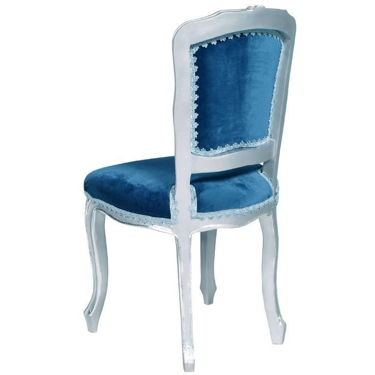 Early 20th Century Venetian Side Chairs In Hand Carved Walnut, Silvered And Reupholtered photo for sale