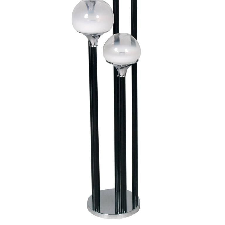 Mid Century Carlo Nason Style Floor Lamp, Glass And Chrome, Mazzega Murano Glass photo for sale