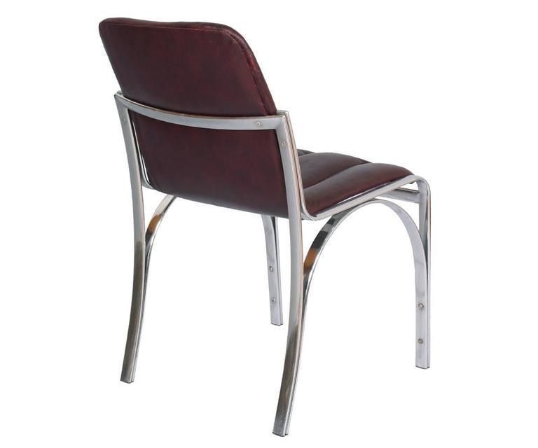 Italian 1970s Chairs Chromed Steel And Soft Leather By Rinaldi Mario Manner photo for sale