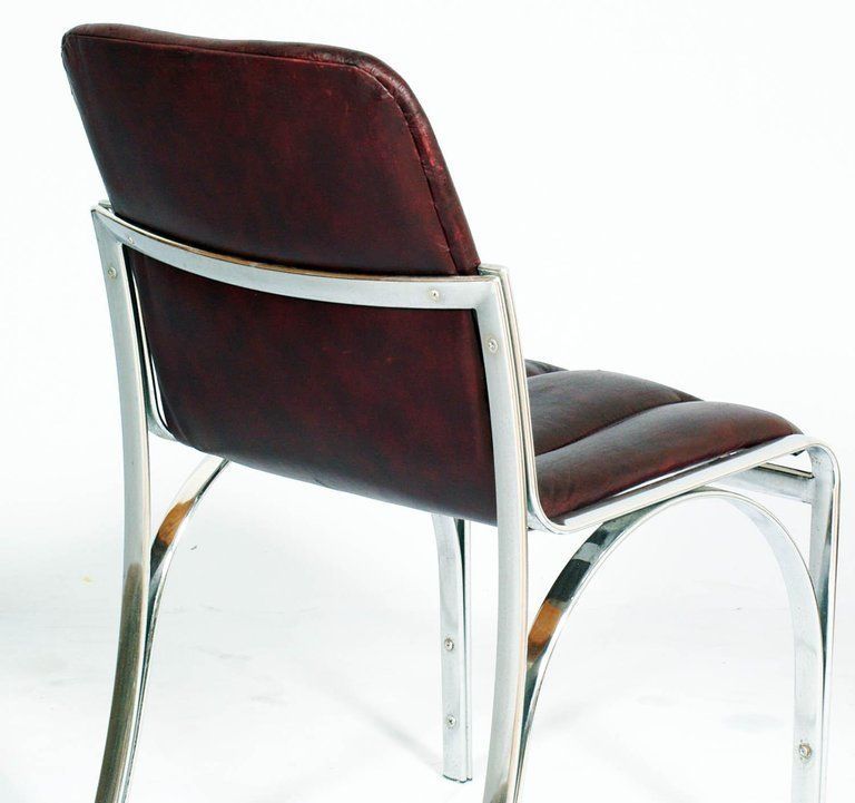 Italian 1970s Chairs Chromed Steel And Soft Leather By Rinaldi Mario Manner photo buy