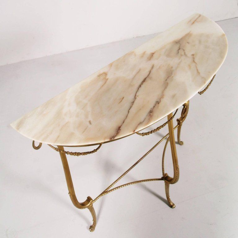Gilt Bronze Venetian Console Mirrored, Marble Top, Vincenzo Cadorin Attributable photo Furniture