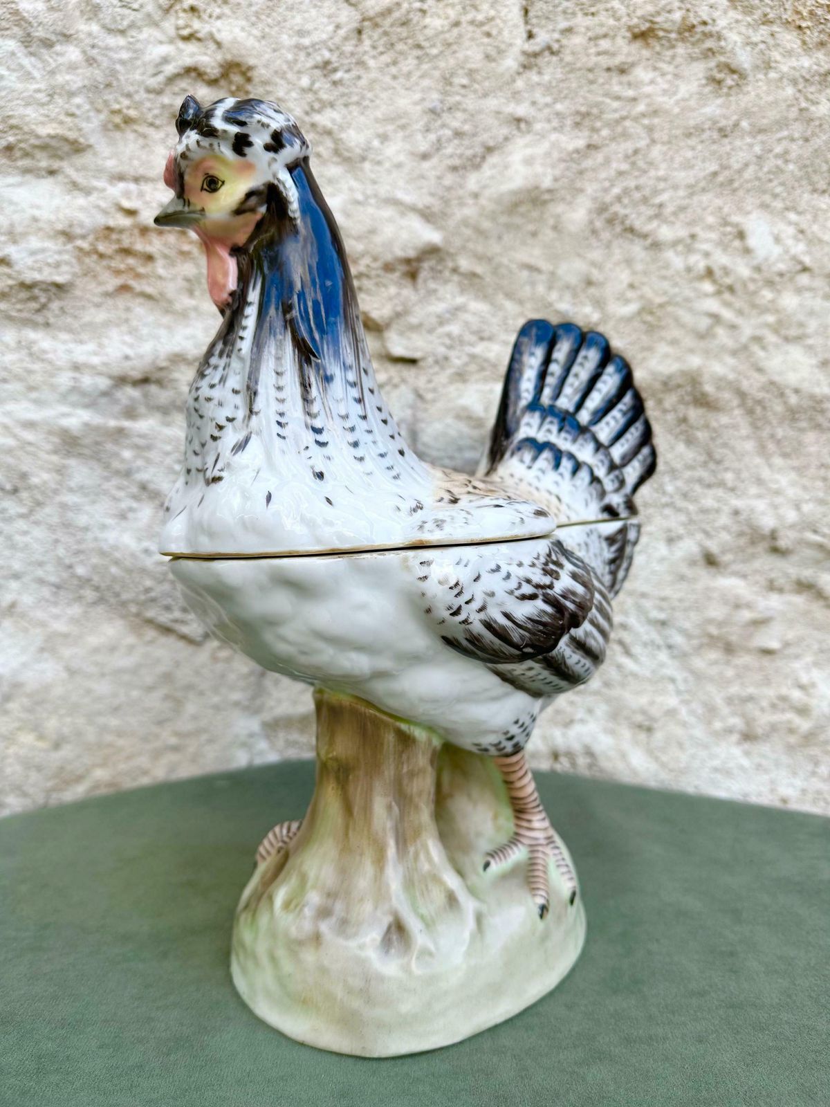 Rare German Porcelain Hen Covered Box By Passau, Dressel, Kister & Co Chicken Figurine Terrine photo for sale