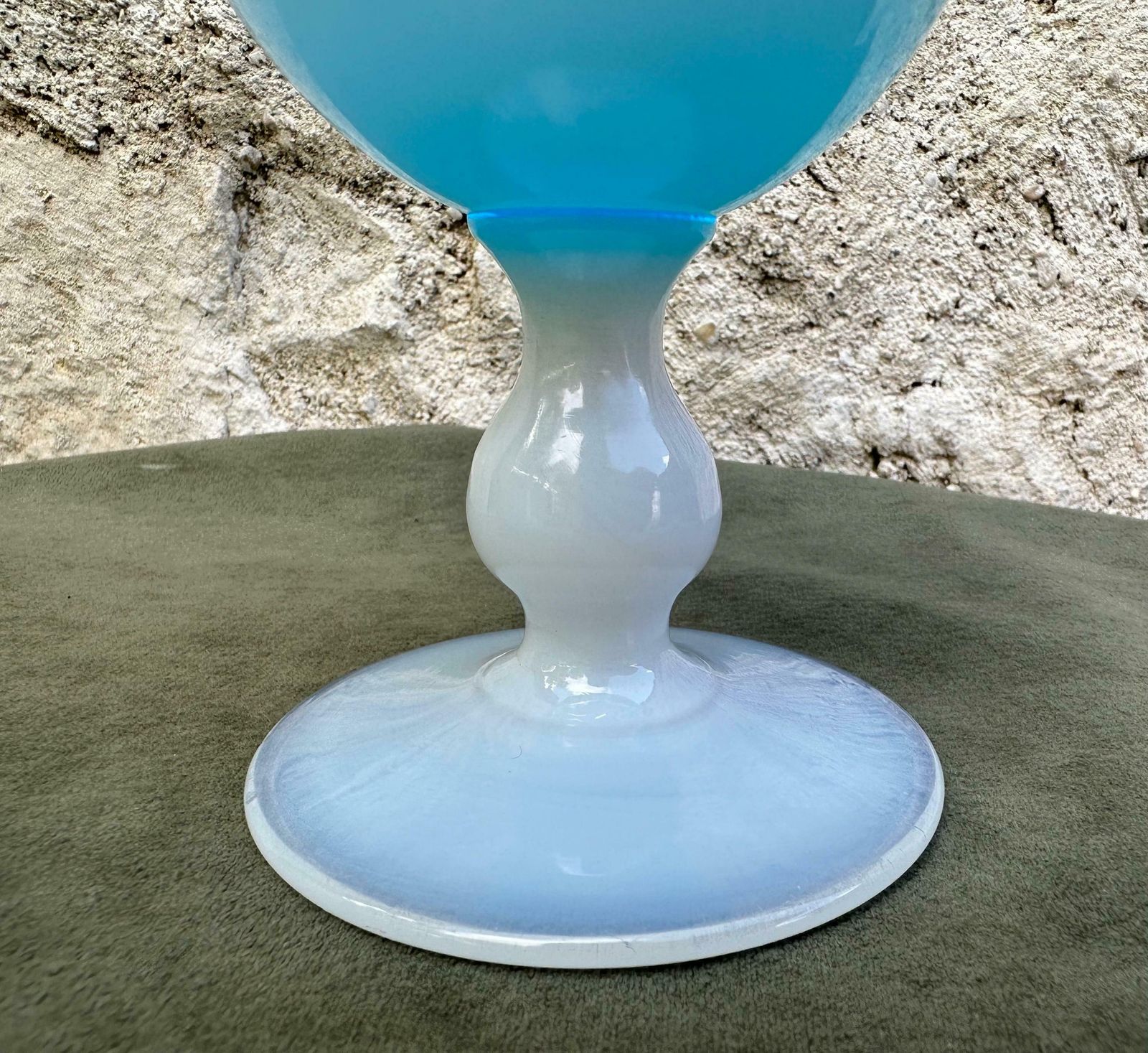 Vintage Italian Blue And White Opaline Drageoir Candy Jar On Foot By Murano Apothecary Jars photo 174.0