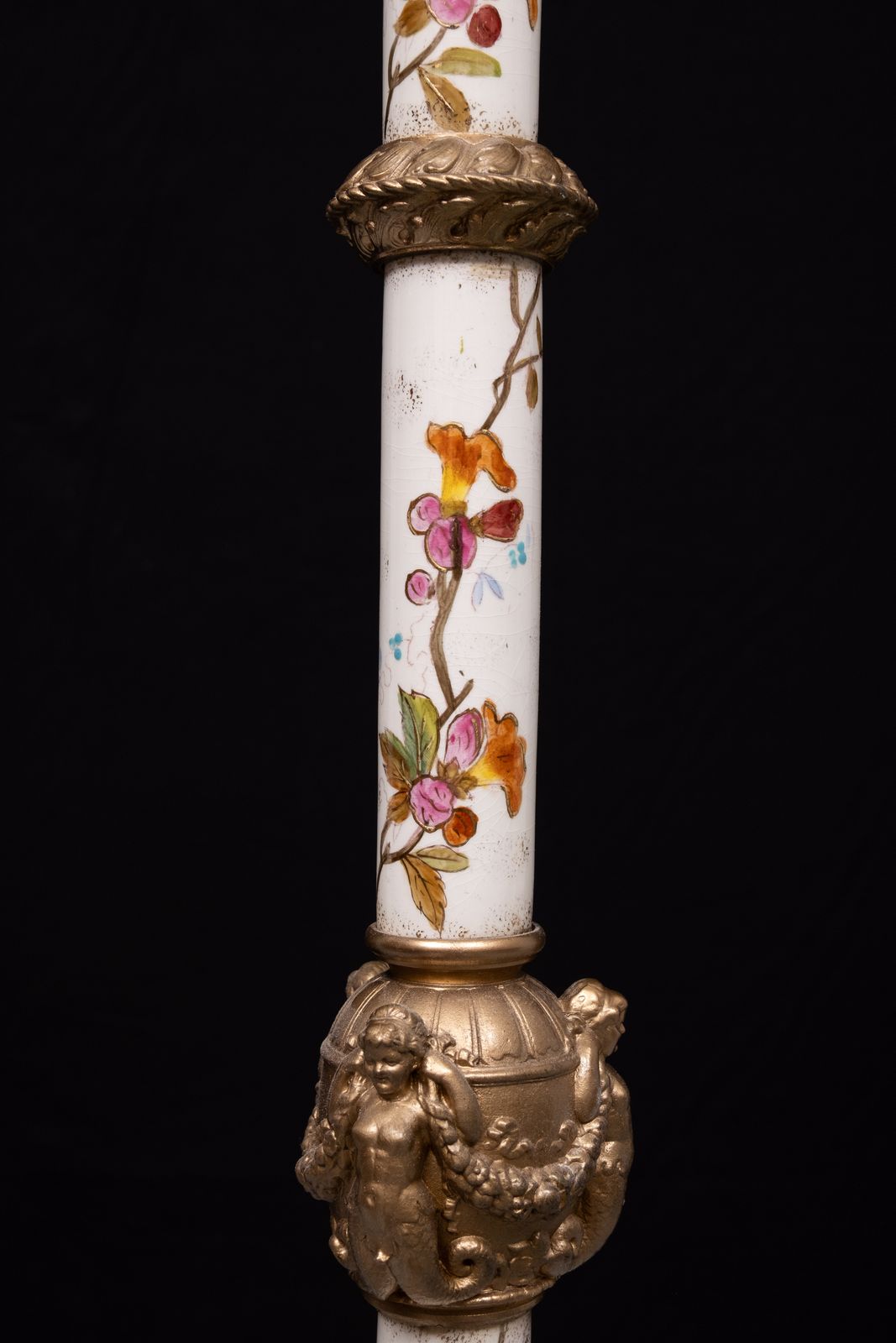 Zsolnay Porcelain Gilt Metal Porcelain Floor Lamp 1870s Hungarian photo Lighting