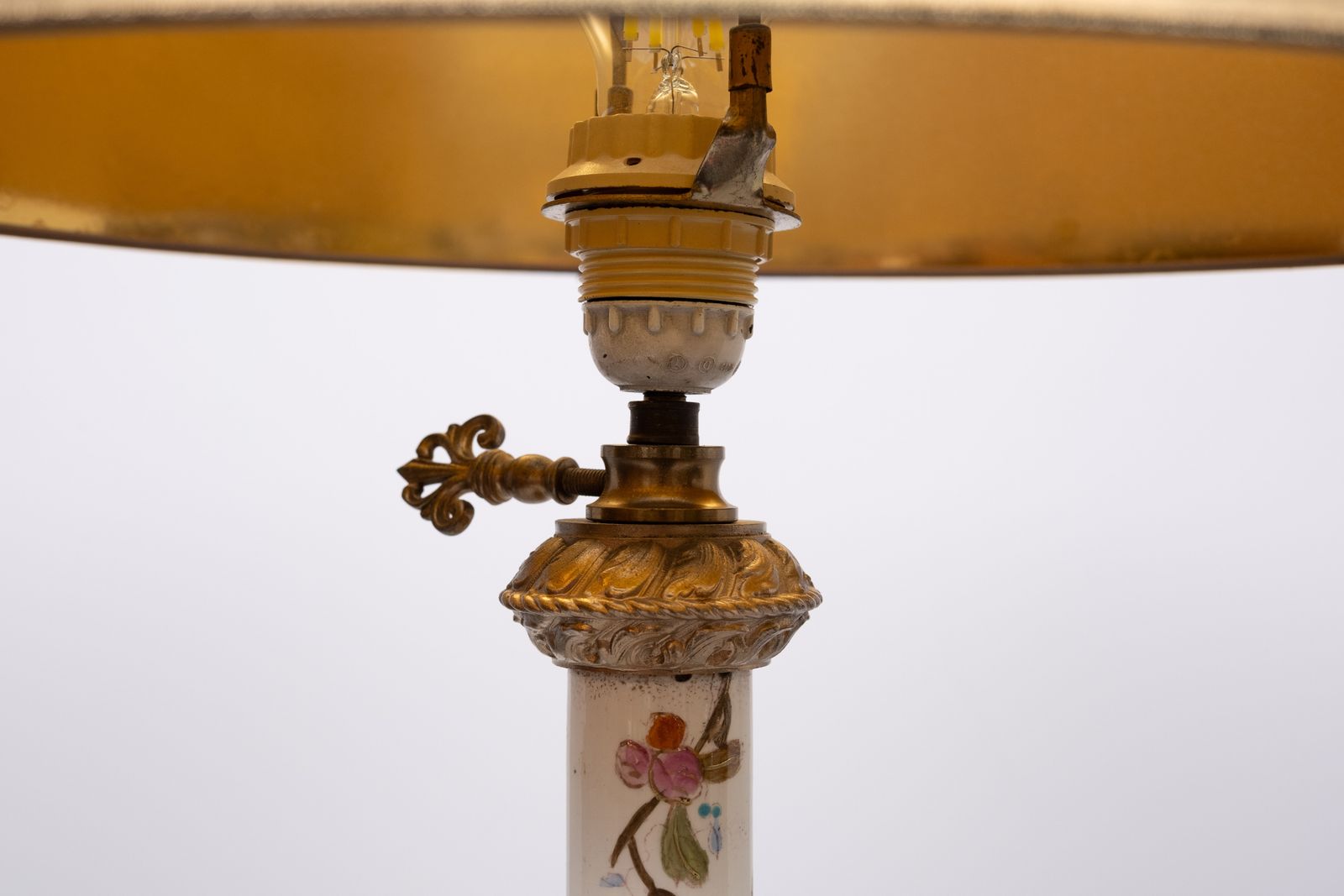Zsolnay Porcelain Gilt Metal Porcelain Floor Lamp 1870s Hungarian photo vintage