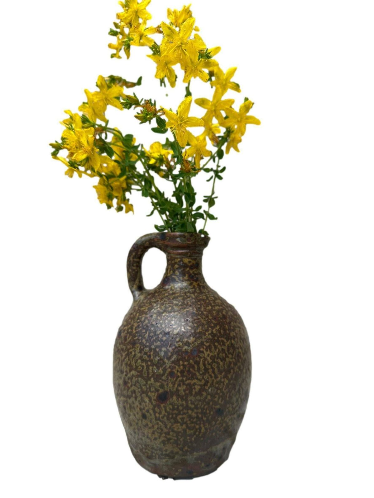 French Stoneware Pottery Vase, 1960's Ceramic Pot Bottle Laborne